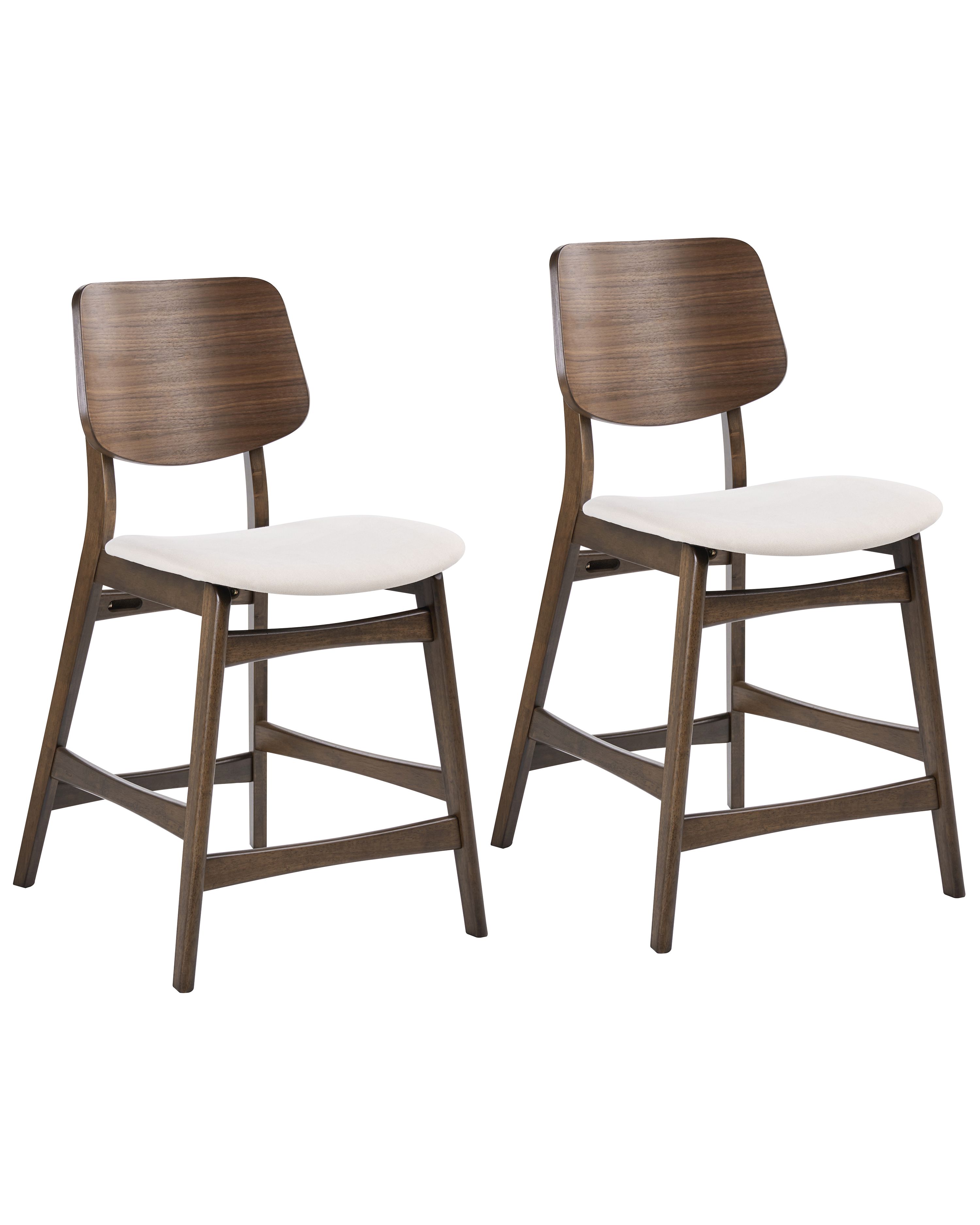 Set of 2 Bar Chairs MAYER Wood Off-White/ Brown