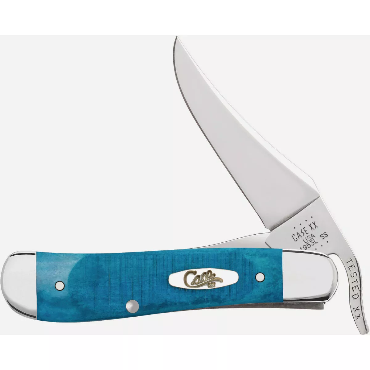 Case 2.7 In. Sawcut Jig Caribbean Blue Bone RussLock Pocket Knife