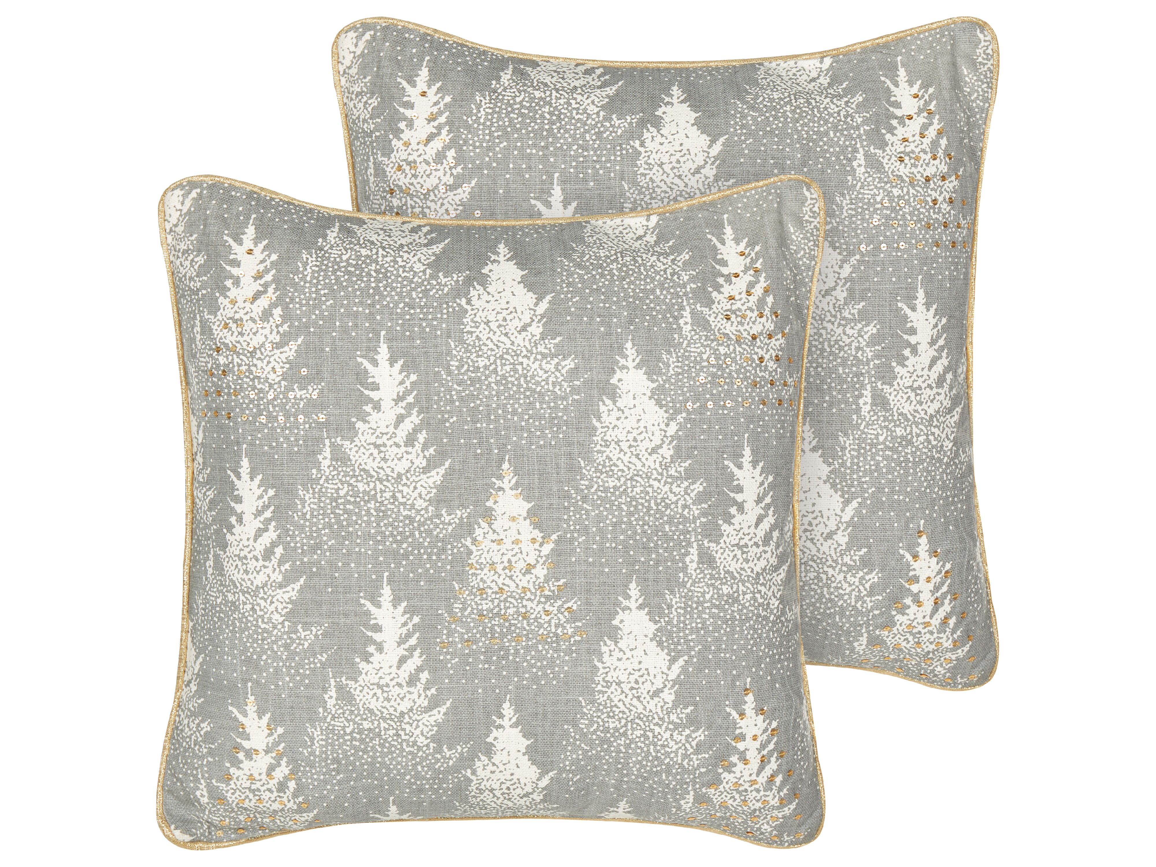 Set of 2 Decorative Cushions BILLBERGIA Cotton 45 x 45 cm Grey Christmas Motif