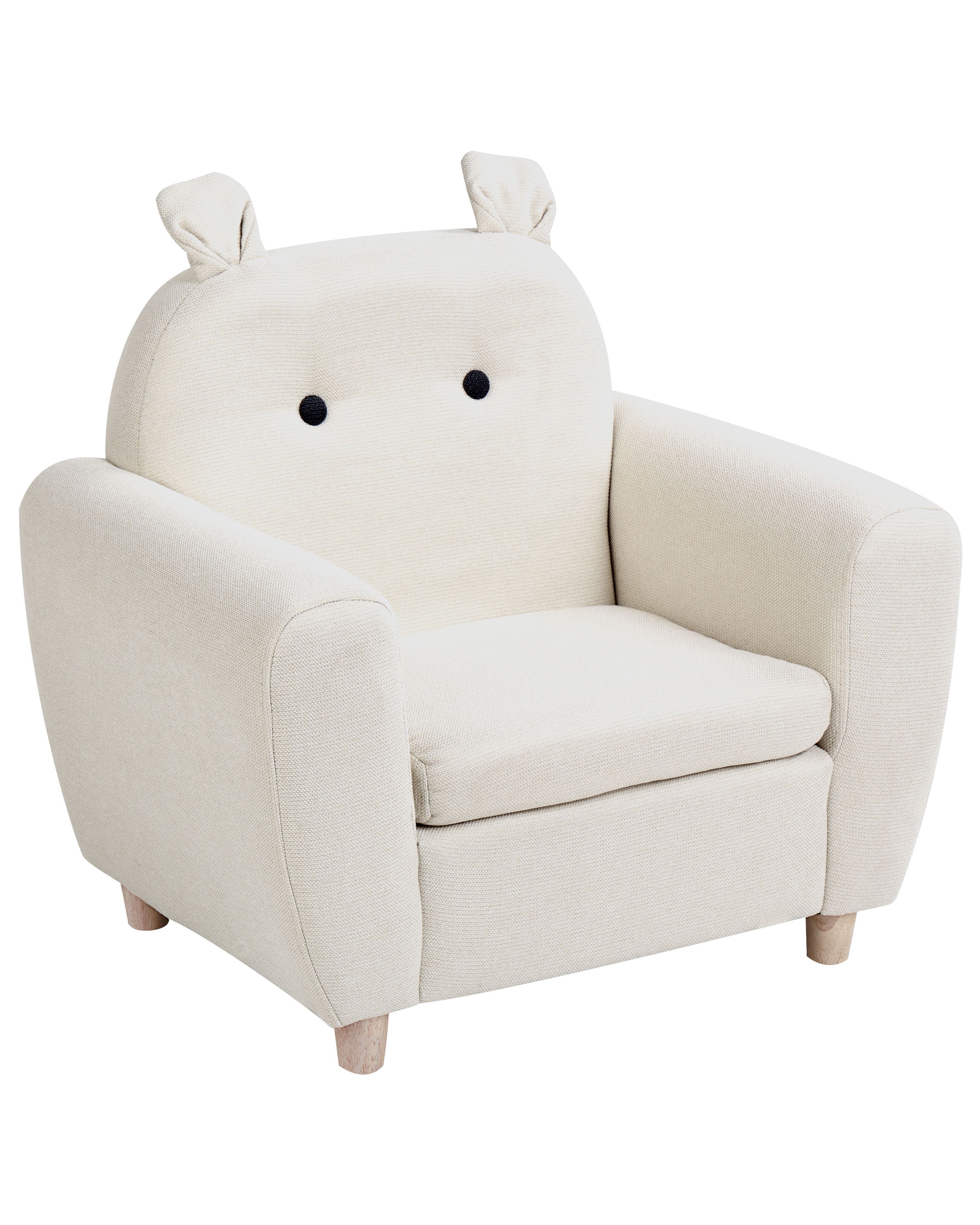 Kids Armchair Hippo MARIBO Fabric Off-White