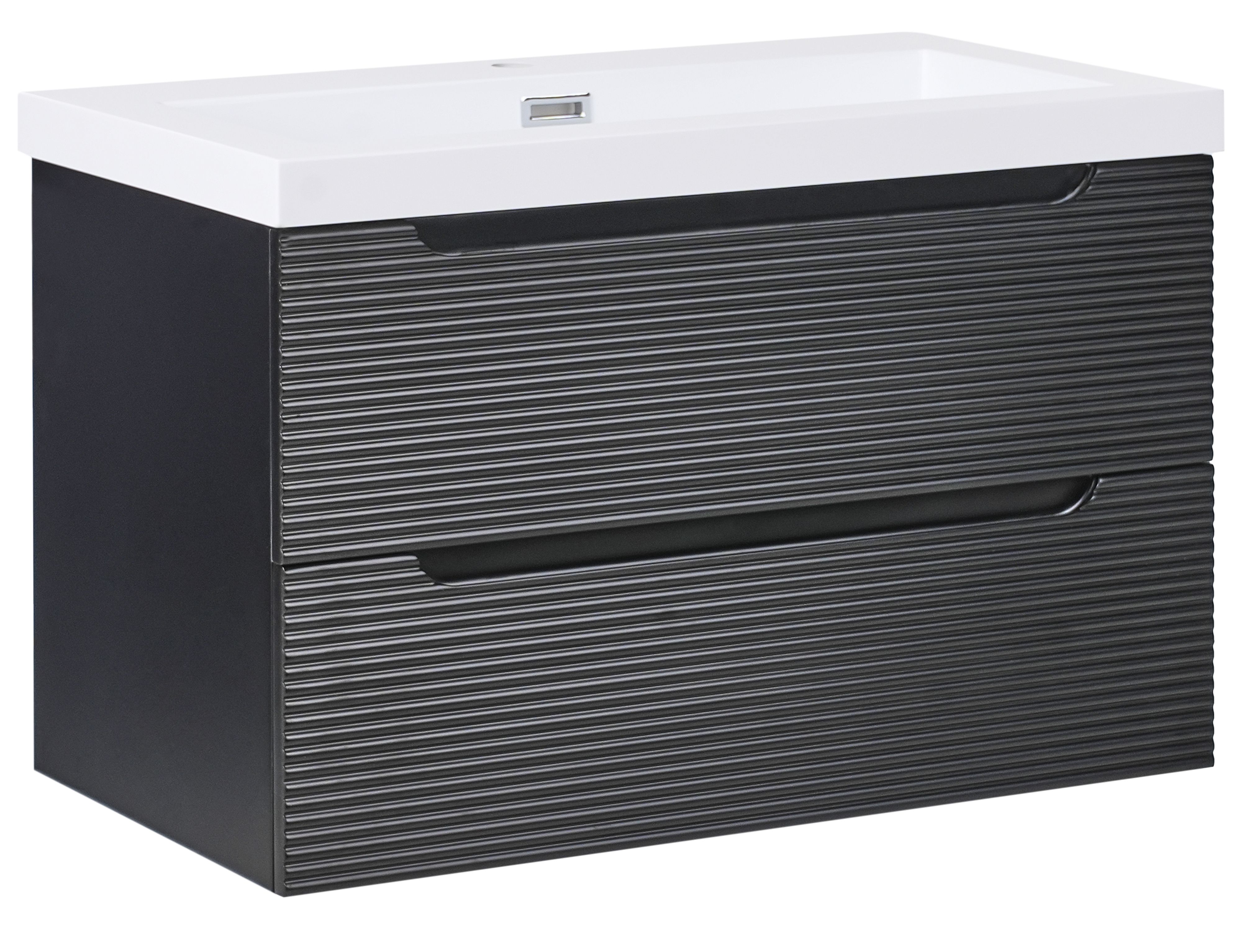 Wall Mounted Vanity Unit with Basin MAKANA Black