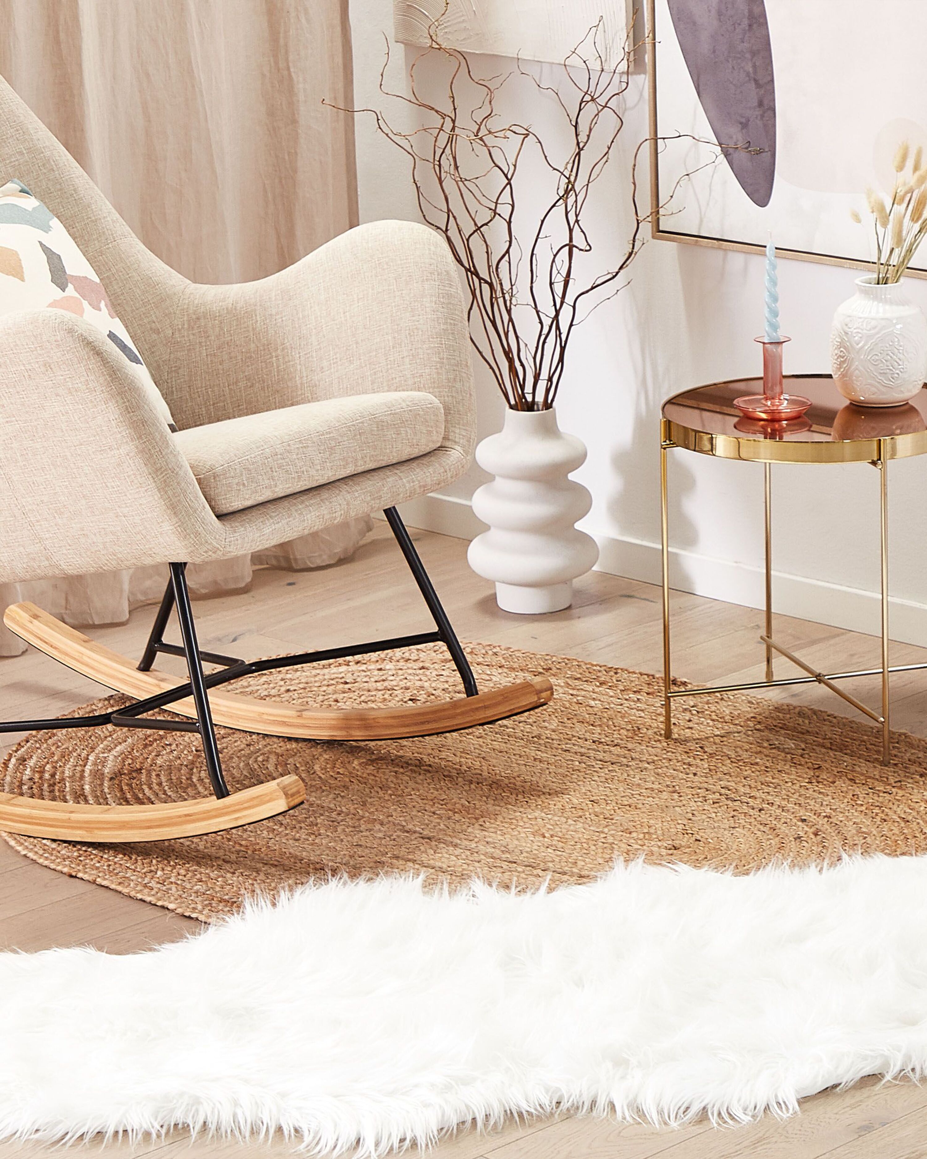Faux Fur Rug MAMUNGARI White 60 x 180 cm