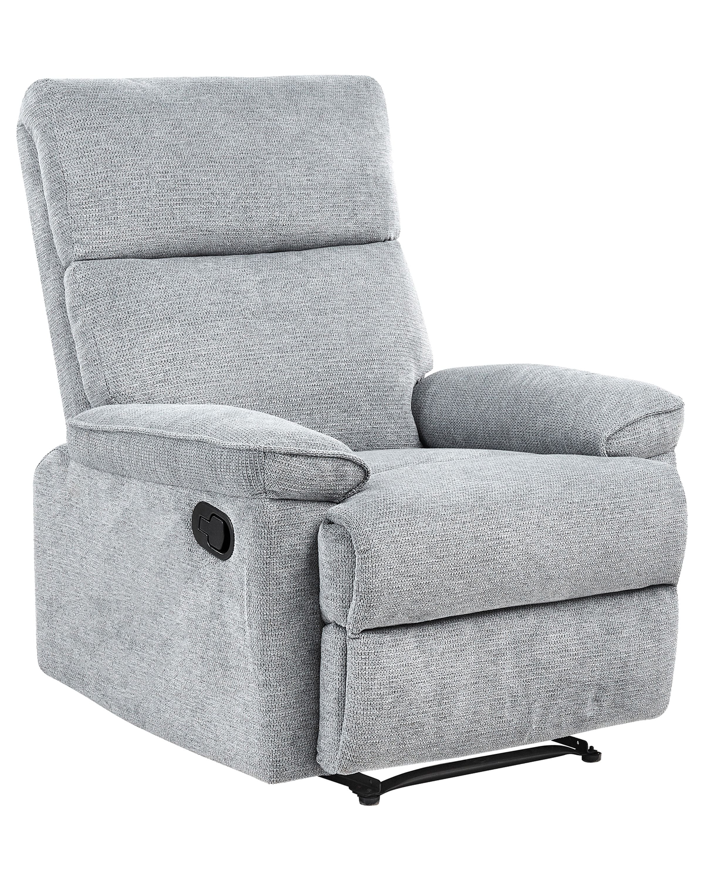 Recliner Chair EVERTON with Footrest Fabric Grey