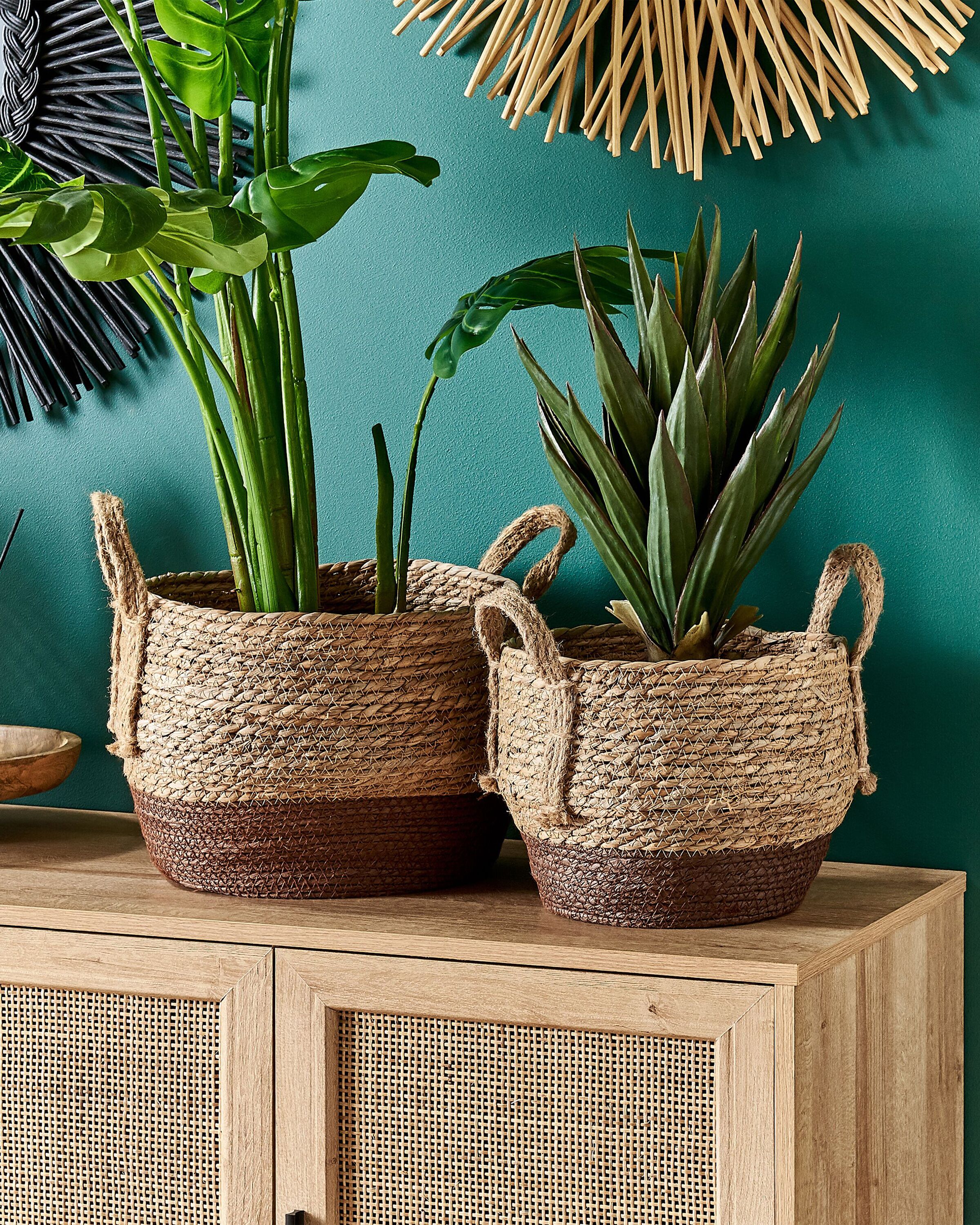 Set of 2 Plant Pots PALADJU Seagrass 30/25 cm Natural