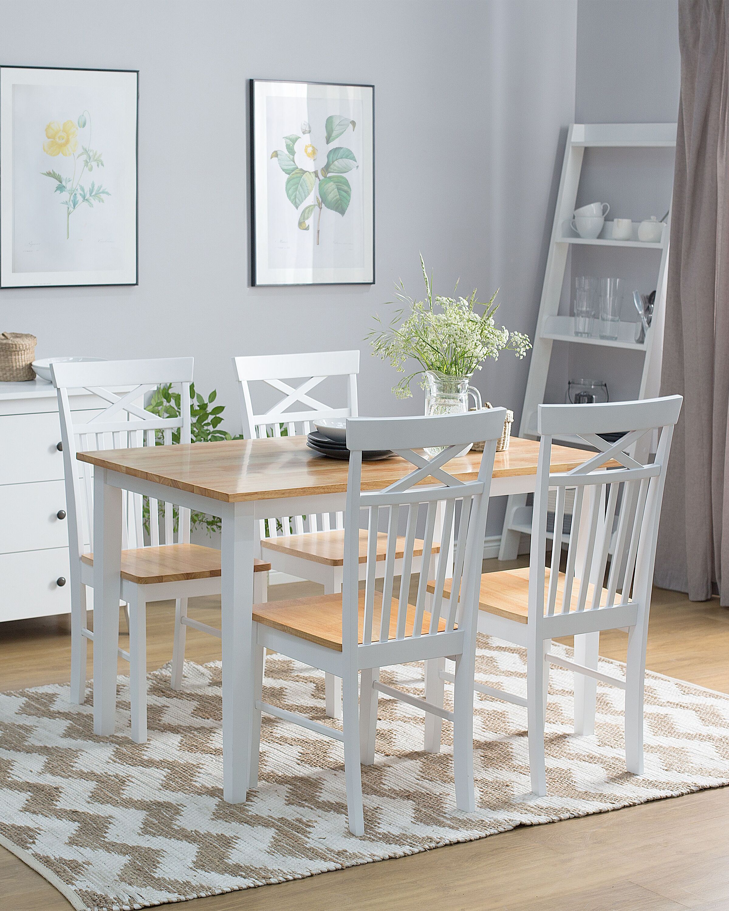 Set of 2 Dining Chairs HOUSTON Wood White