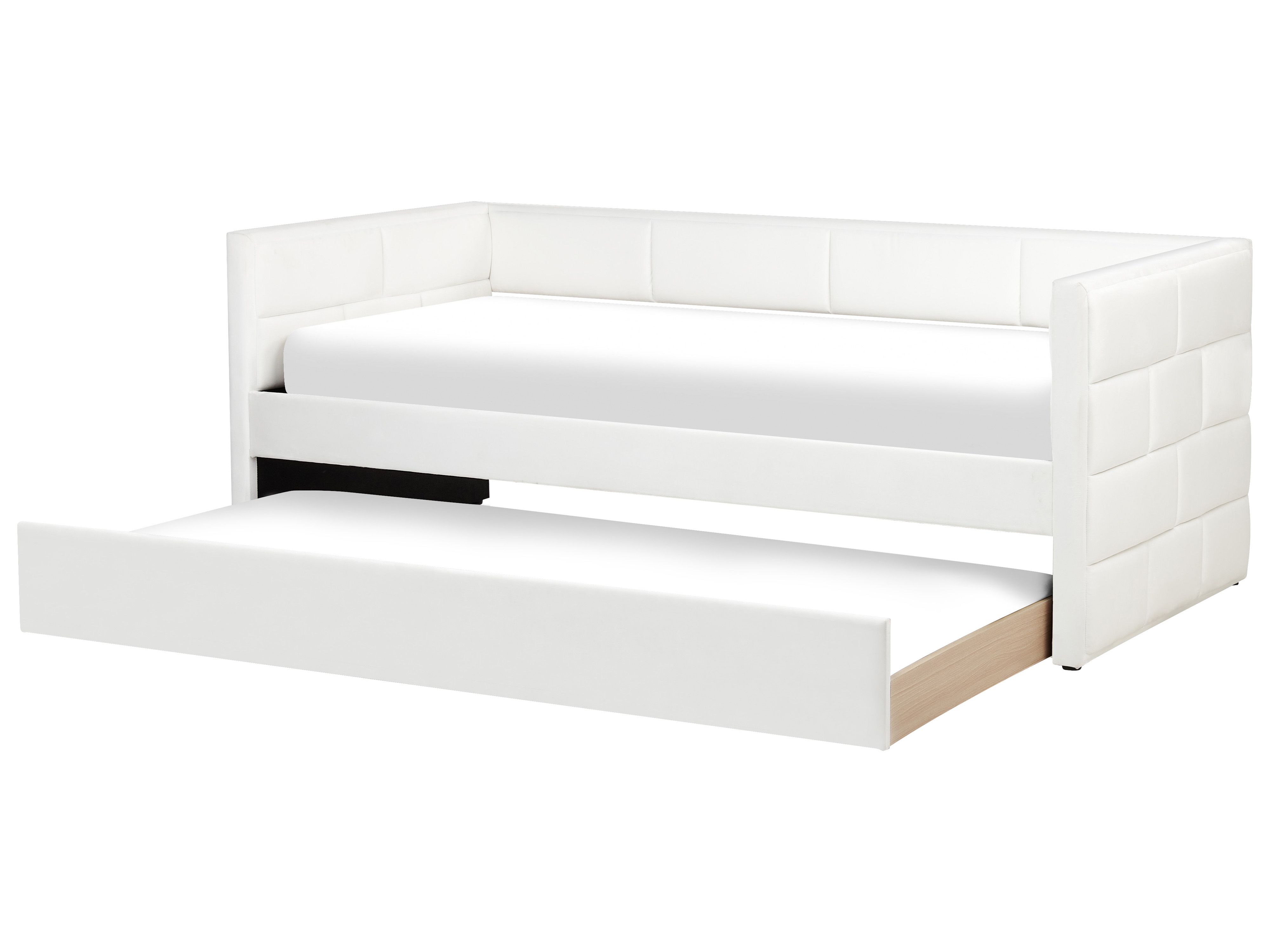 Trundle Bed Velvet CHAVONNE 90 x 200 cm (EU Single) Off-White