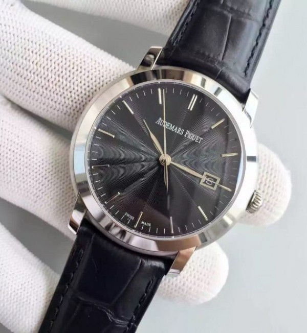 Replica Audemars Piguet Jules Audemars 15170 SS Black Dial Leather Strap A3120 - Elite Watch Atelier