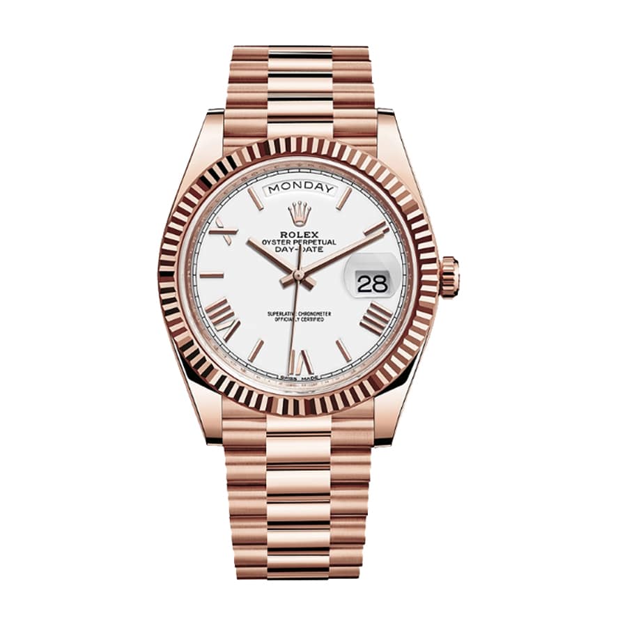 Rolex Day-Date 228235 KW Rose Gold White Dial Replica - Elite Watch Atelier