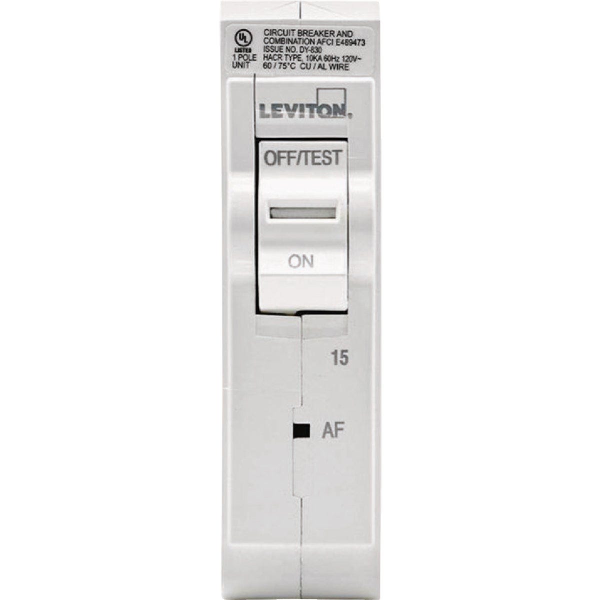 Leviton 15A Single-Pole Hydaulic Magnetic Trip Plug-On AFCI White Branch Circuit Breaker