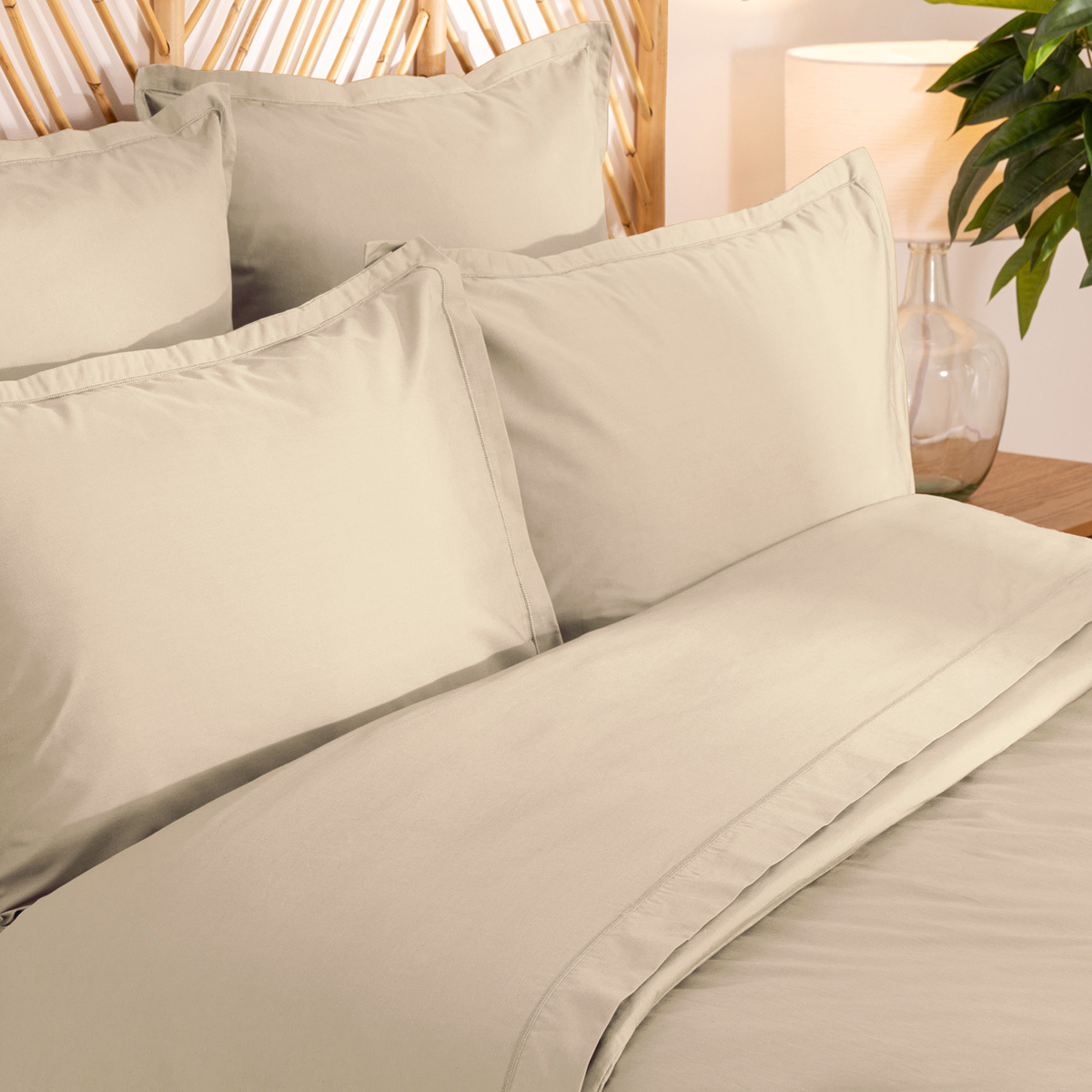 Fitted sheet, percale Beige, 140x190 cm