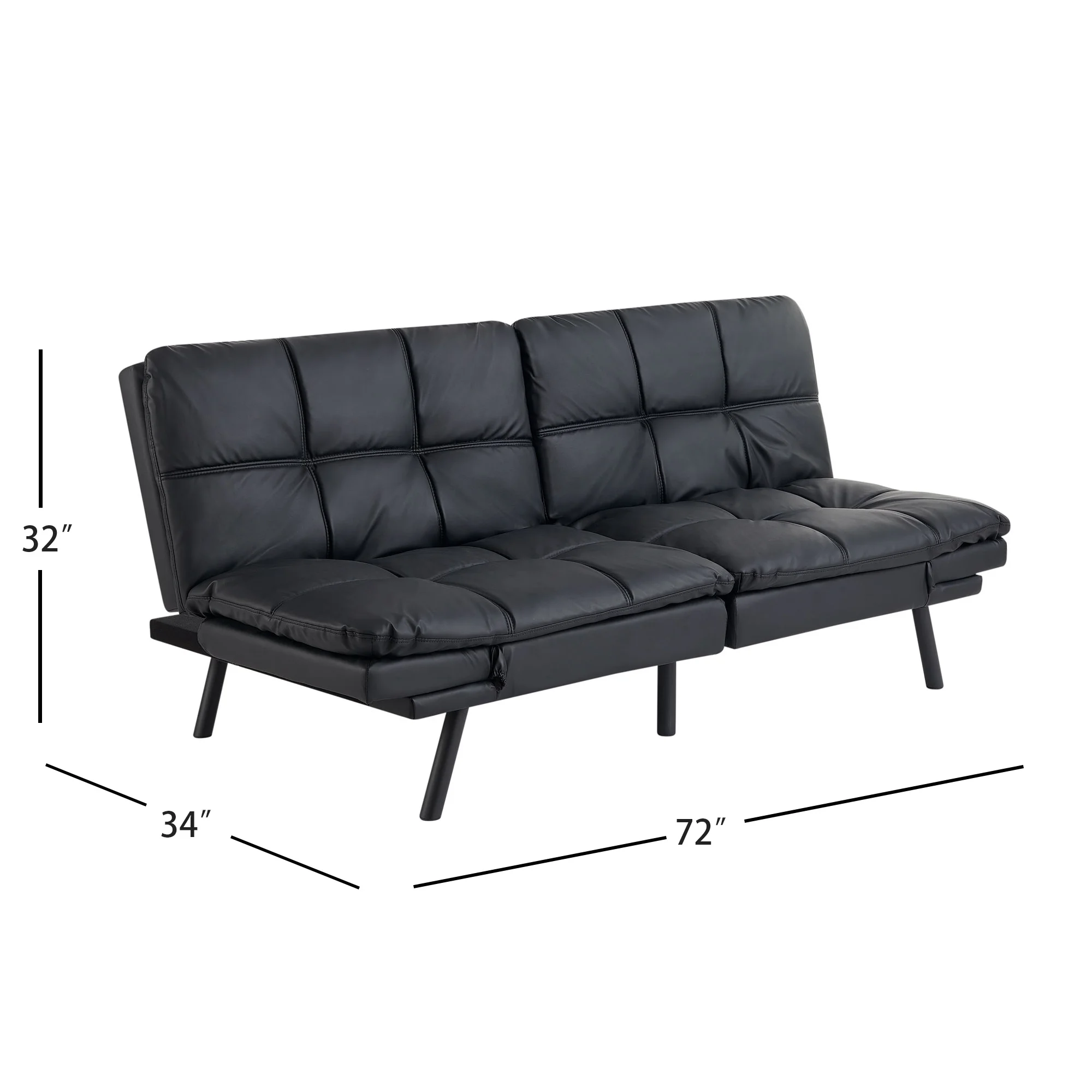 Mainstays Memory Foam Futon with 72",Black - Image 50