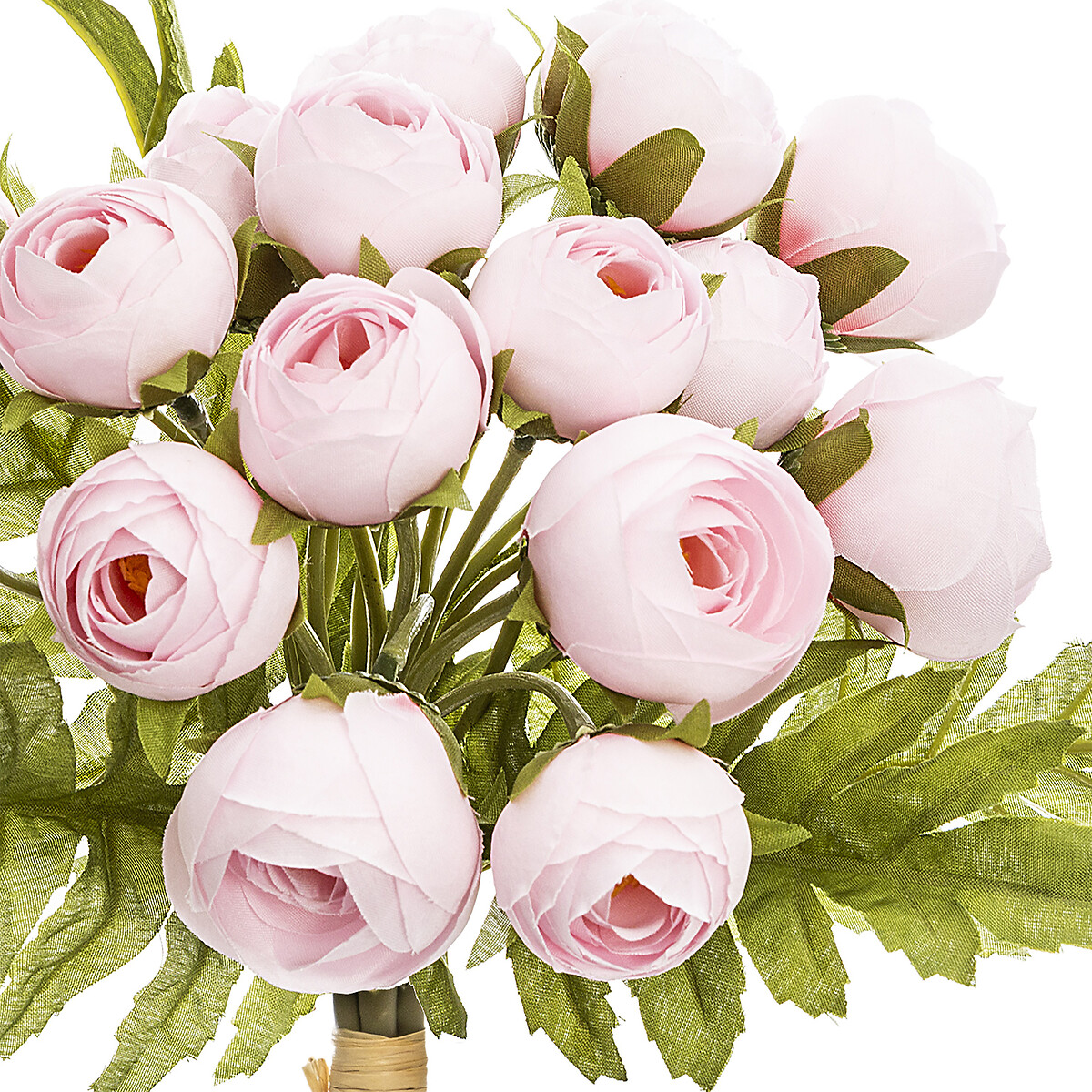 Bouquet 18 mini artificial camellias Pink, H.30 cm