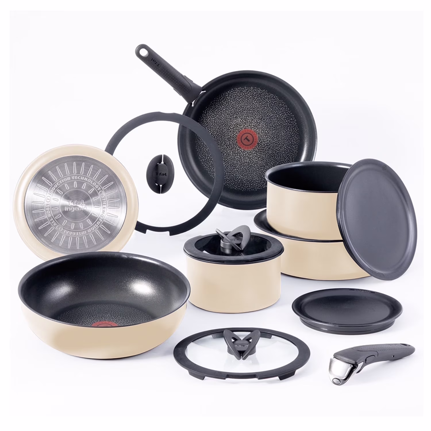 T-fal Ingenio Expertise Nonstick 14-Piece Cookware Set, Induction Oven Safe up to 500F, Detachable Handle, Onyx Black - Image 3