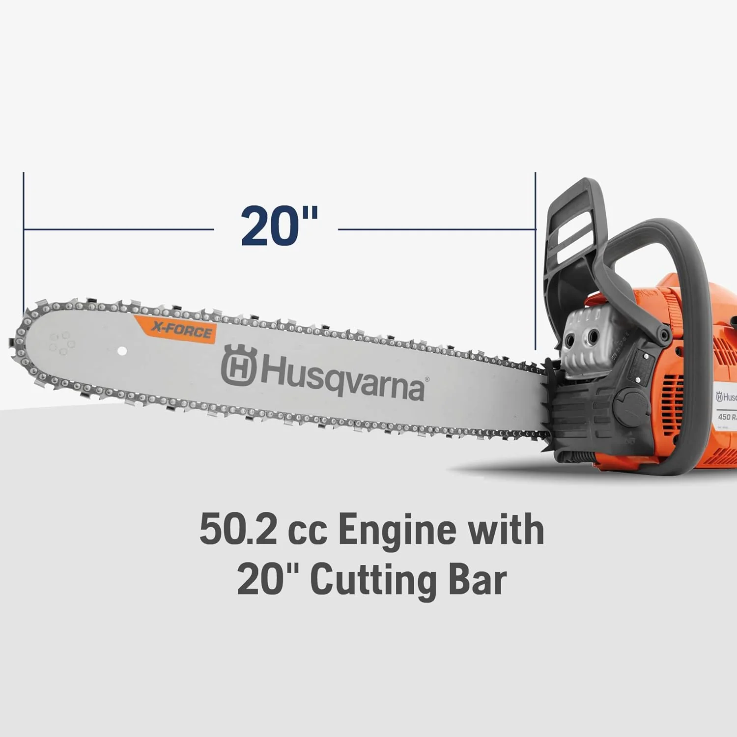 Husqvarna 450 Rancher 20 Inch Gas Chainsaw, 50.2-cc 3.2-HP 2-Cycle X-Torq Engine - 970613120 - Image 2 Husqvarna 450 Rancher 20 Inch Gas Chainsaw, 50.2-cc 3.2-HP 2-Cycle X-Torq Engine - 970613120 - Image 2