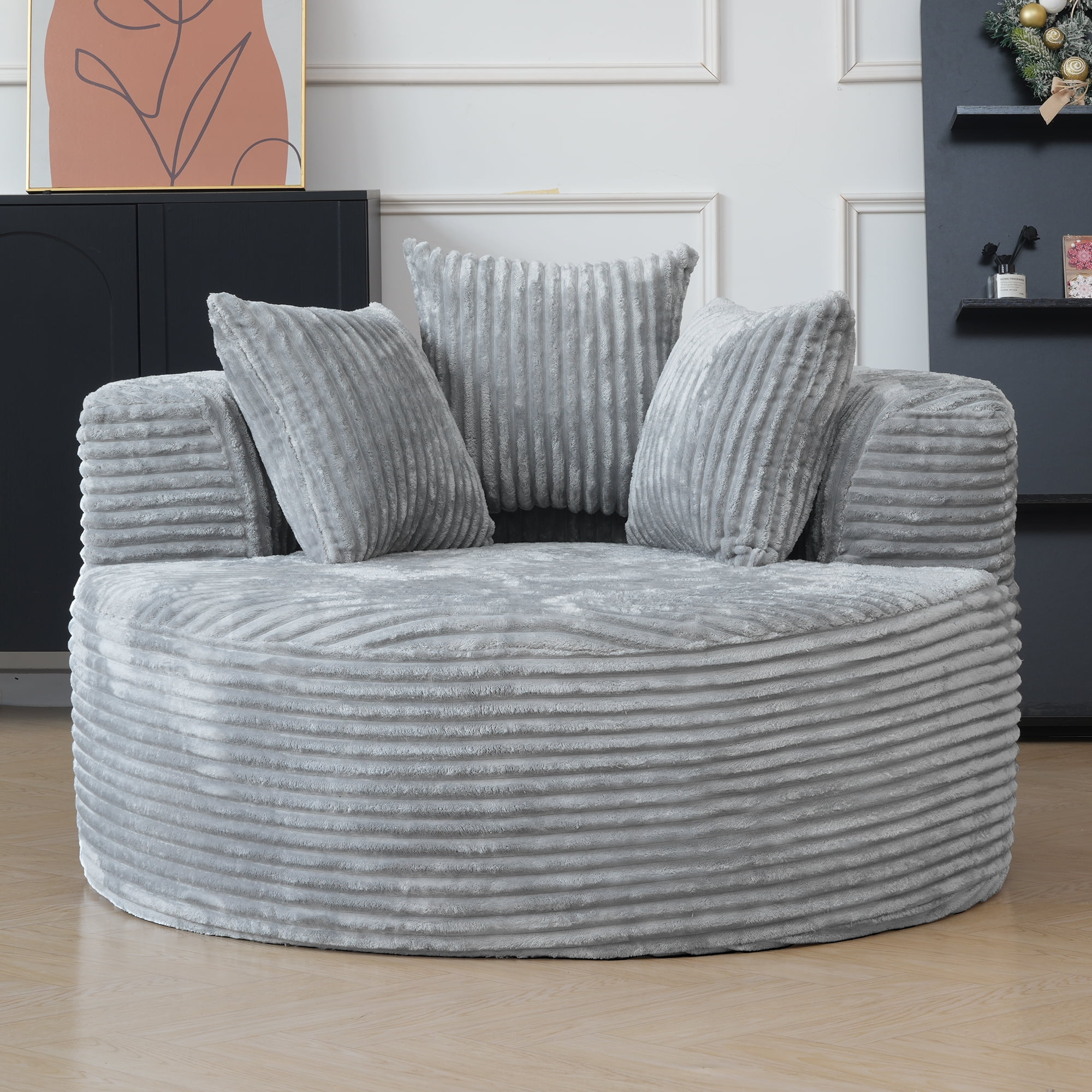 Sodrens Oversized Chaise Lounge Chair Indoor,Upholstered Sofa Bed with Throw Pillows and Armrests,Sleeper Chair for Living Room,Bedroom,Brown,Corduroy - Image 76