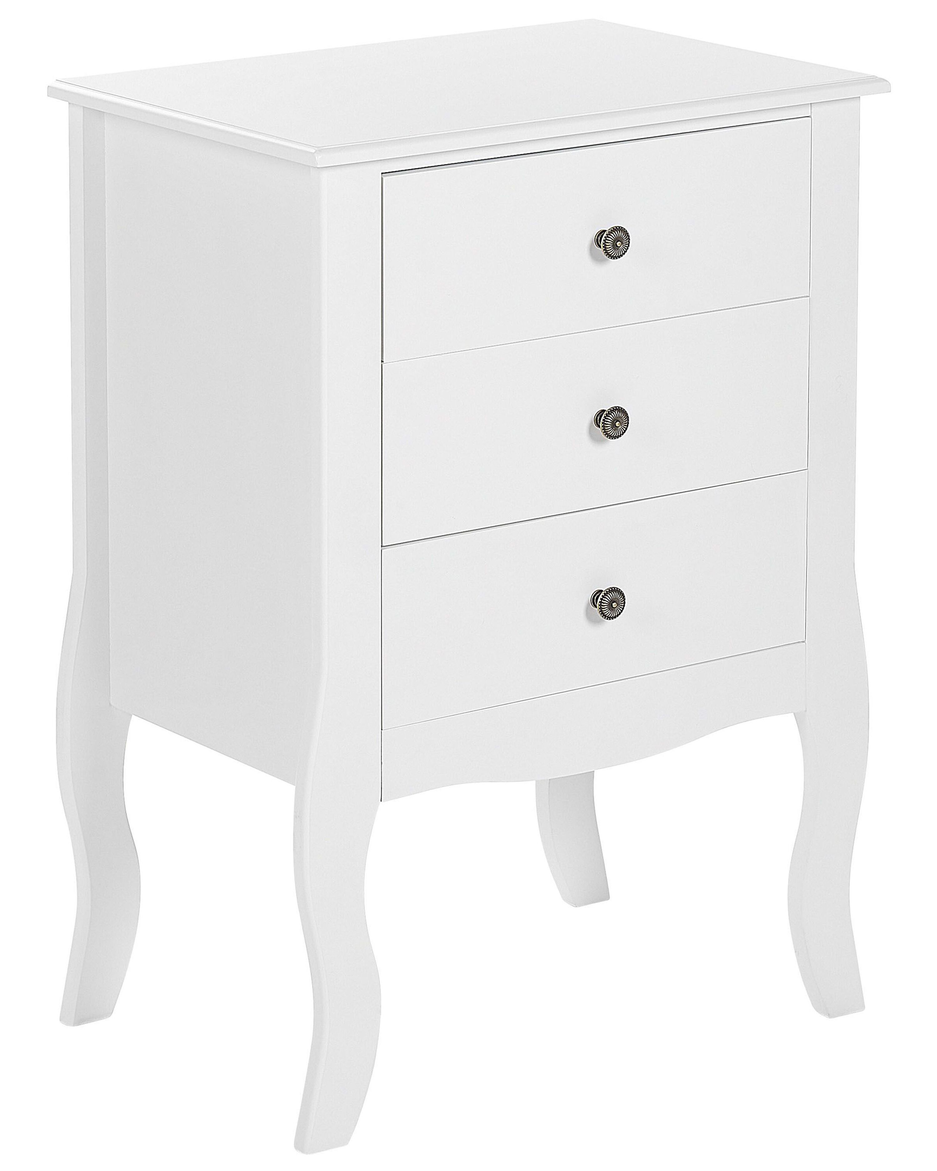 3 Drawer Bedside Table LANE White