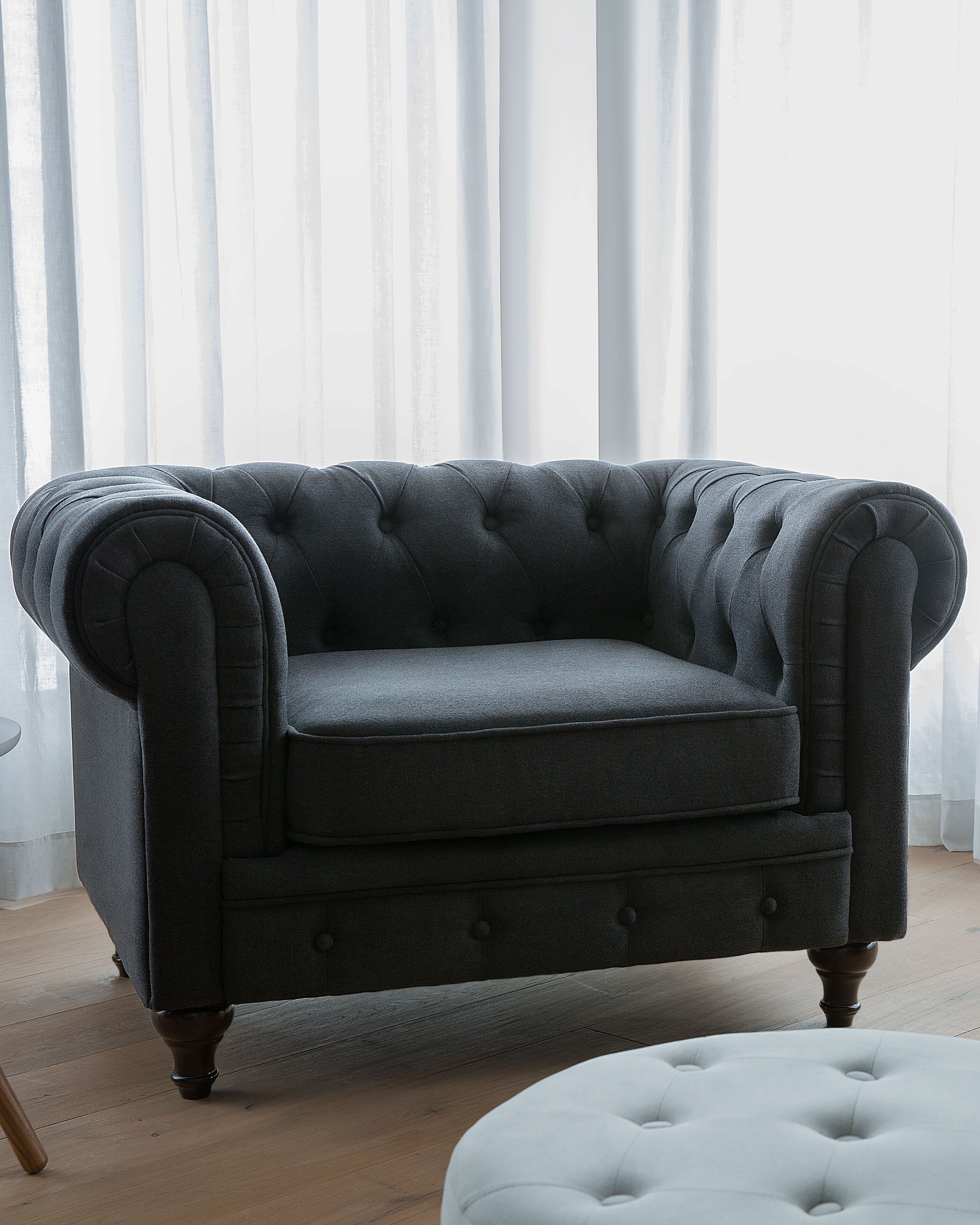 Armchair CHESTERFIELD Fabric Graphite Grey