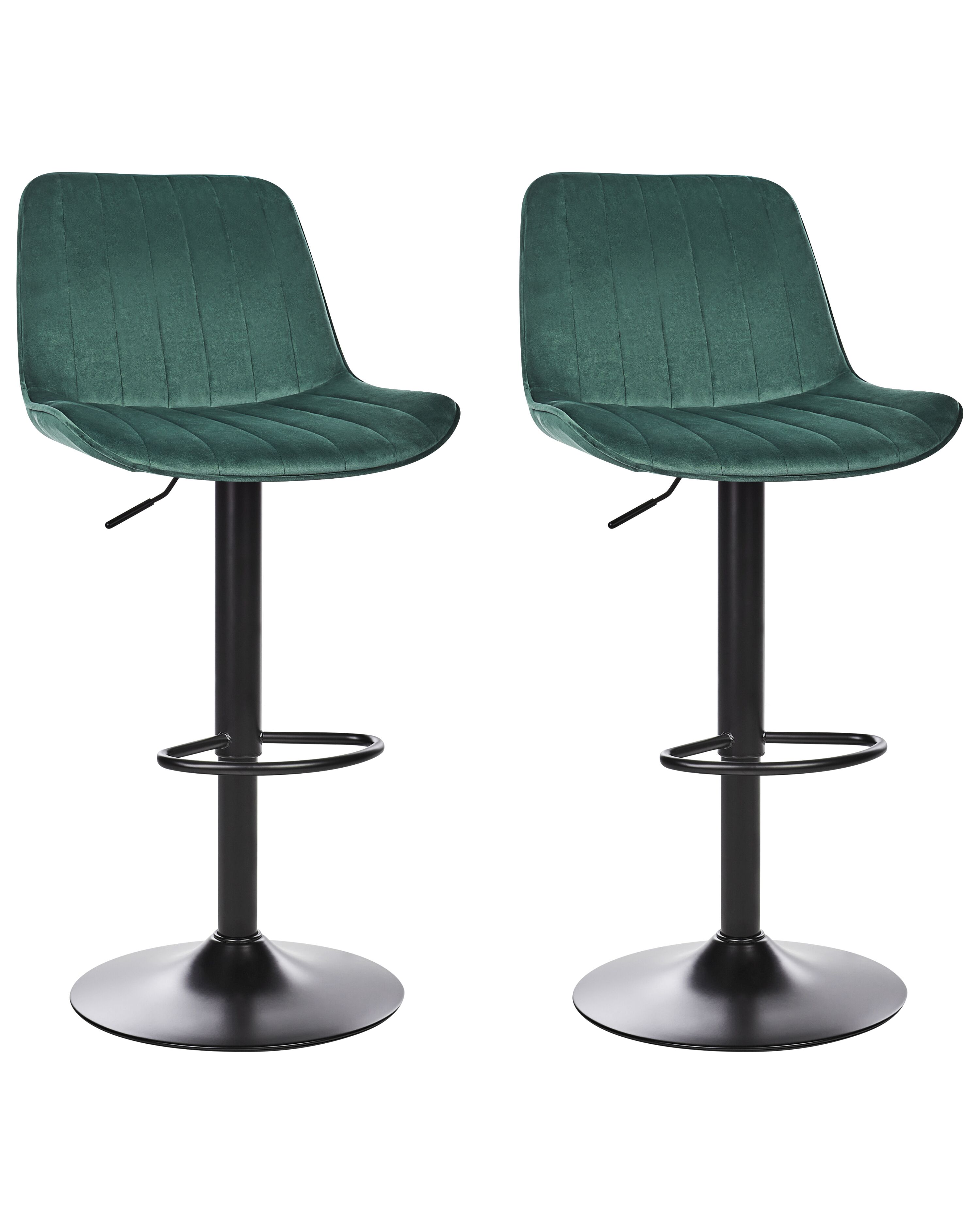 Set of 2 Bar Chairs DUBROVNIK Velvet Swivel Emerald Green