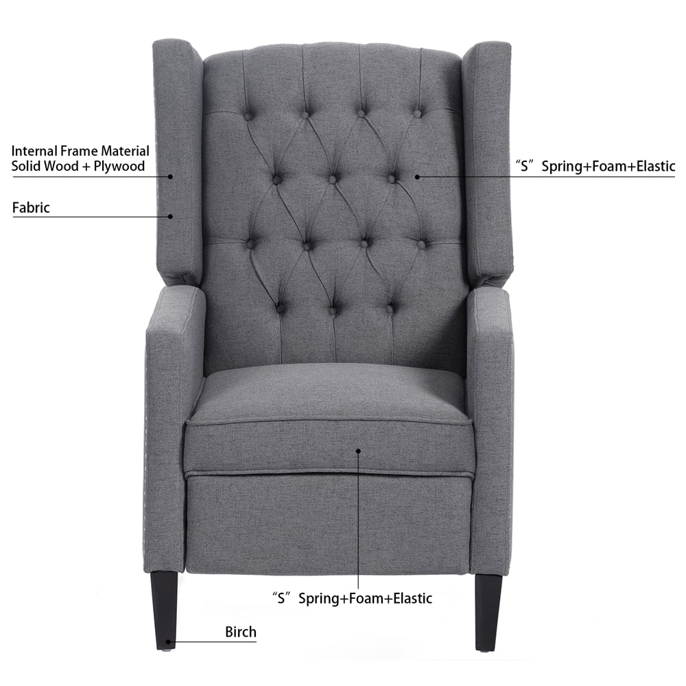 Triple Tree Modern Fabric Foam Wood Solid Print Nailhead Trim Accent Chair, Beige - Image 21