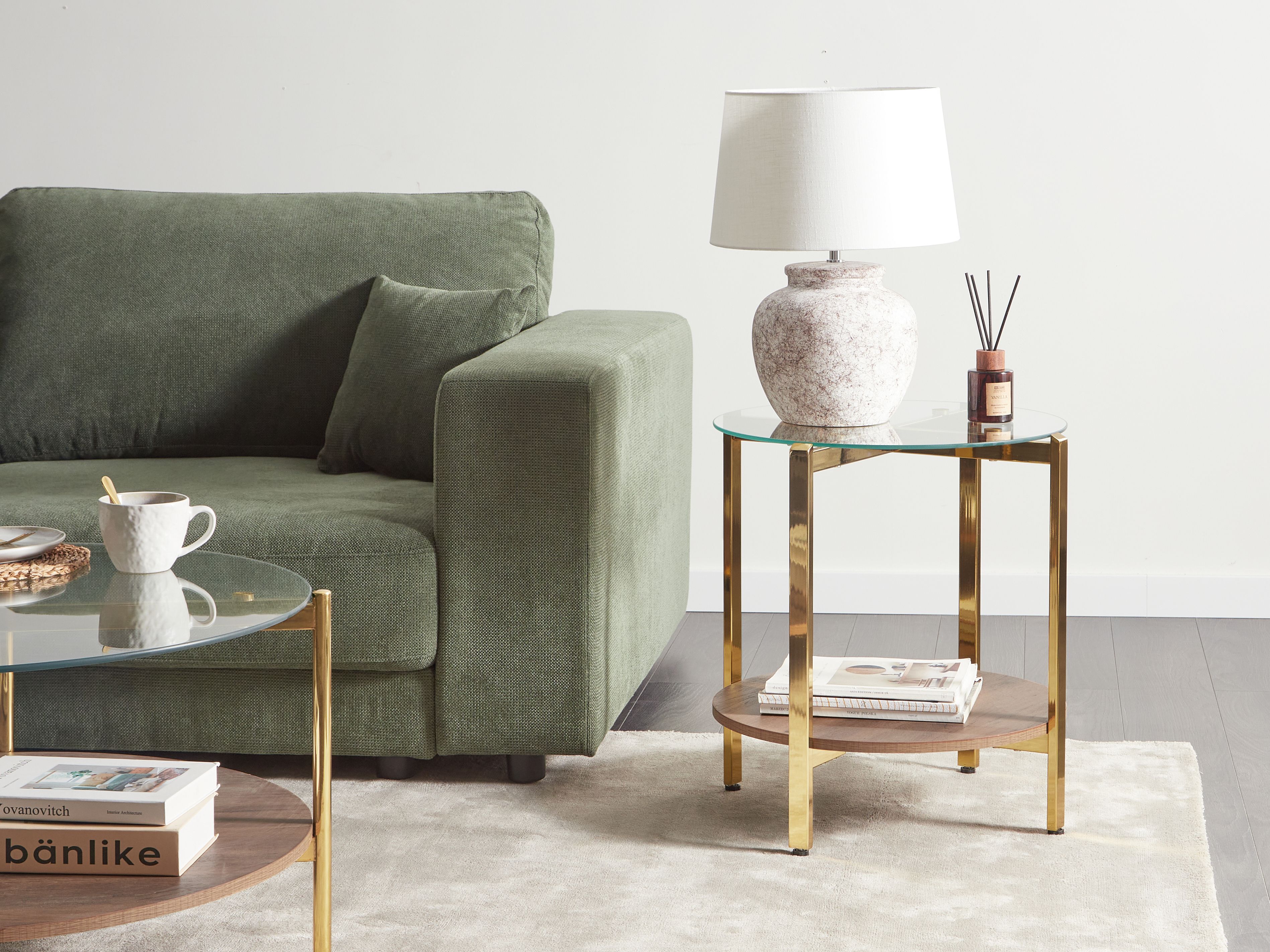 Side Table LOVELL Tempered Glass Gold