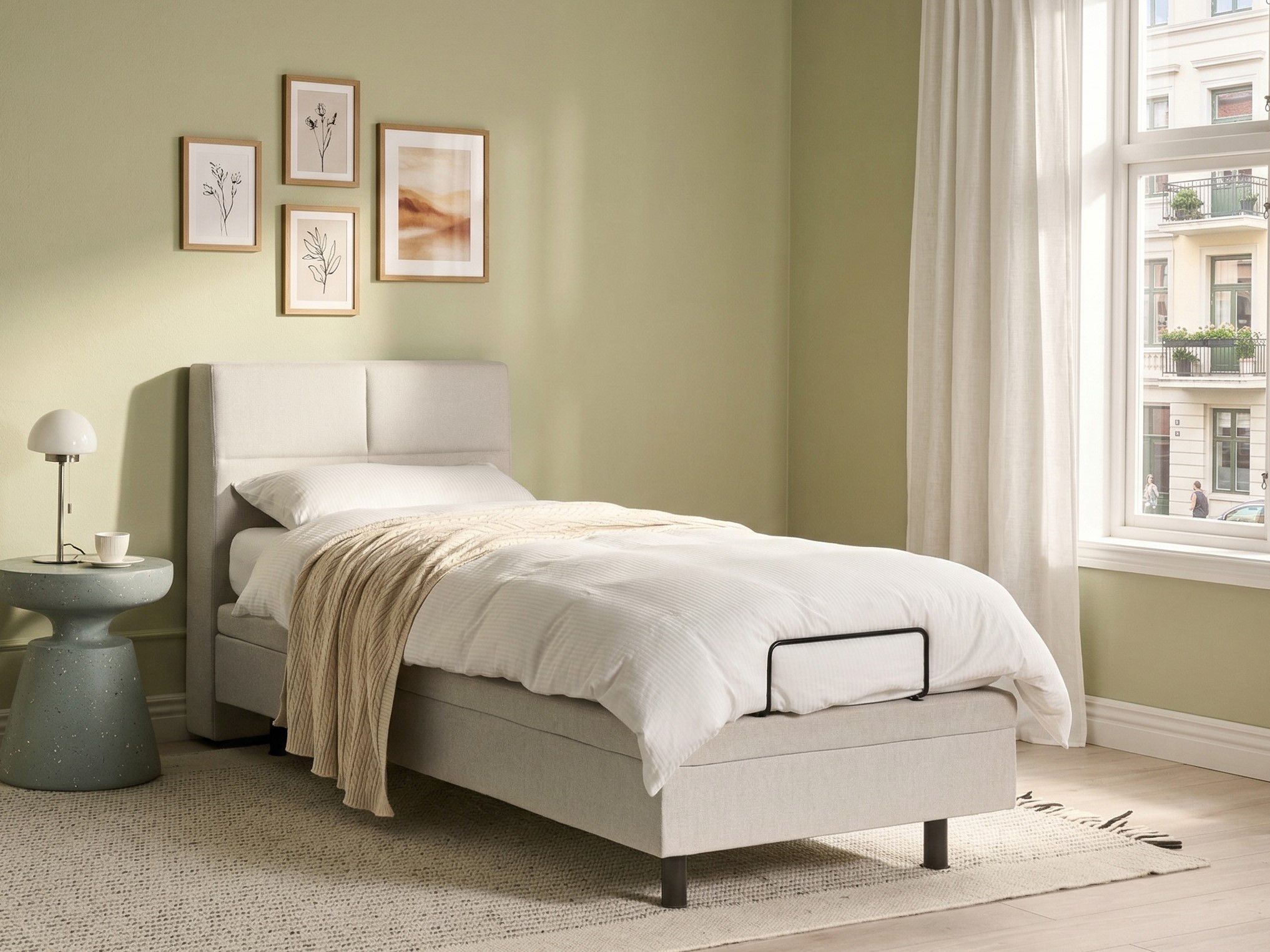 Adjustable Bed Fabric VICEROY 90 x 200 cm (EU Single) Light Beige