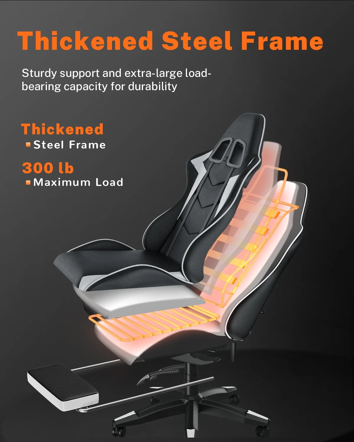 Bigzzia Gaming Chair with Footrest, Gaming Chair for Adult with Headrest and Lumbar Support,Red - Image 21