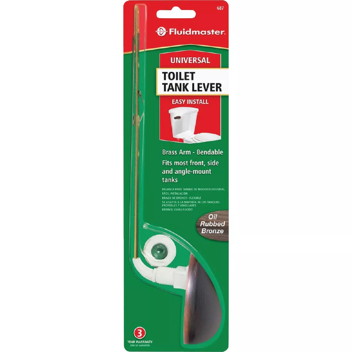 Fluidmaster Universal Fit Oil-Rubbed Bronze Tank Lever with Brass Arm