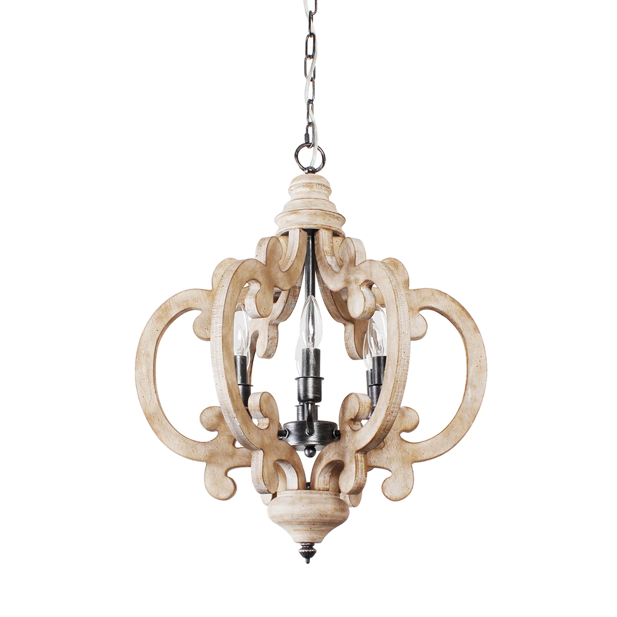 Dawn Whisper Farmhouse 6-Light Wood Chandelier Rustic Rustic Orb Chandeliers Bedroom Entryway Kitchen Island Living Room