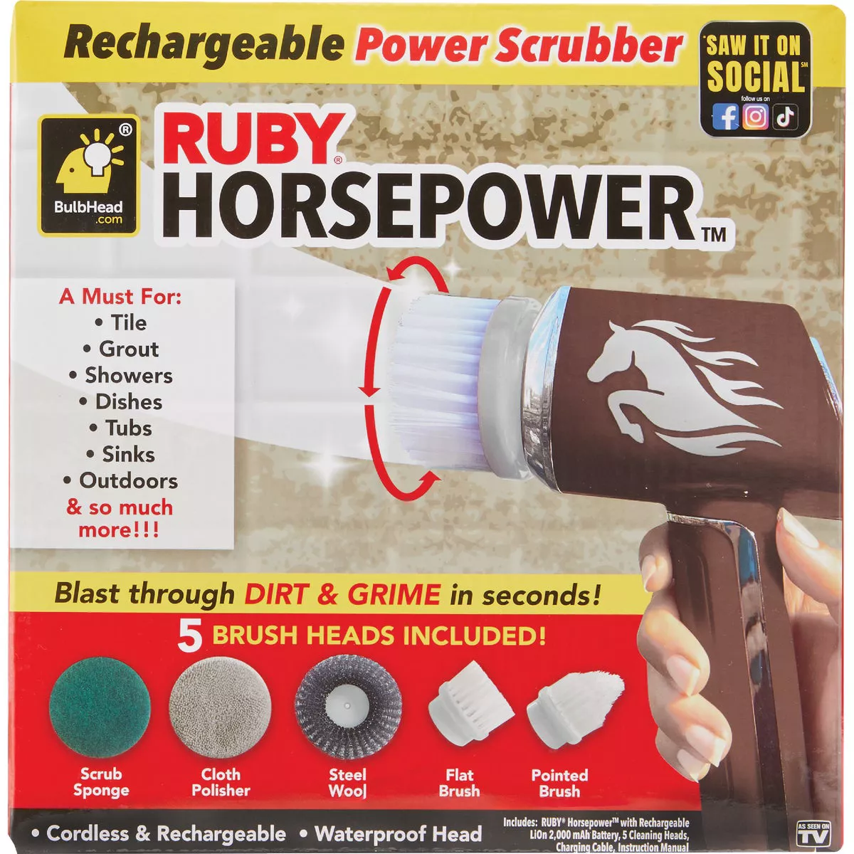 Ruby Horsepower Handheld Cordless Power Scrubber