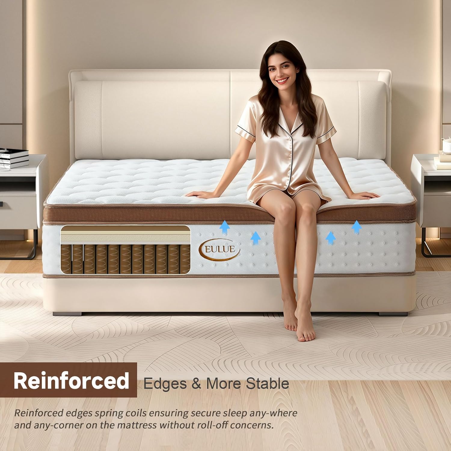 King Size Mattress 14 Inch, Hybrid Memory Foam Mattress in a Box，Medium Firm with Zoned Pocket Coils Support and Motion Isolation Design,CertiPUR-US Certified,80