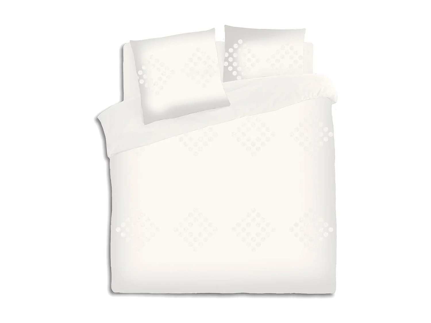 Parure de lit 2 Personnes 260 x 240 cm Housse de couette avec 2 taies en Coton lavé Ivoire et tufté