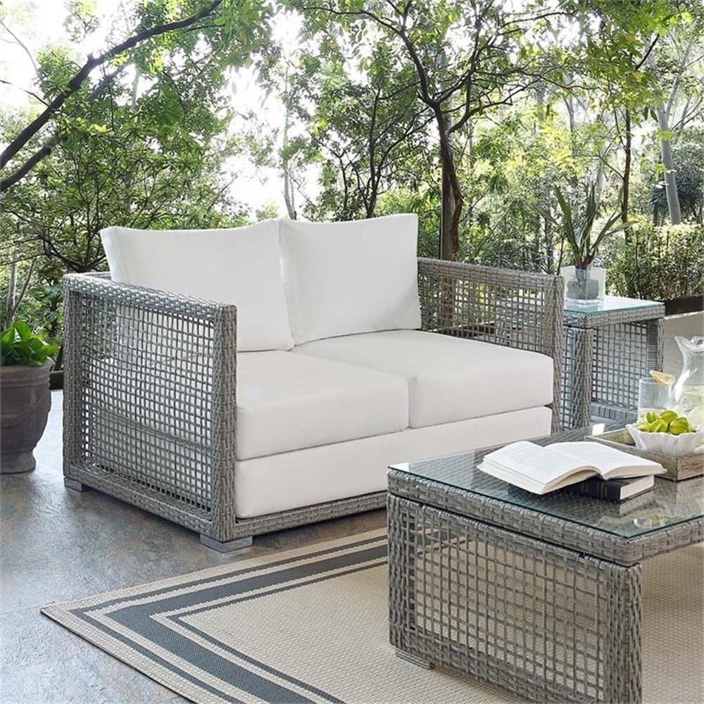 Afuera Living Wicker Patio Loveseat in Gray - Image 18