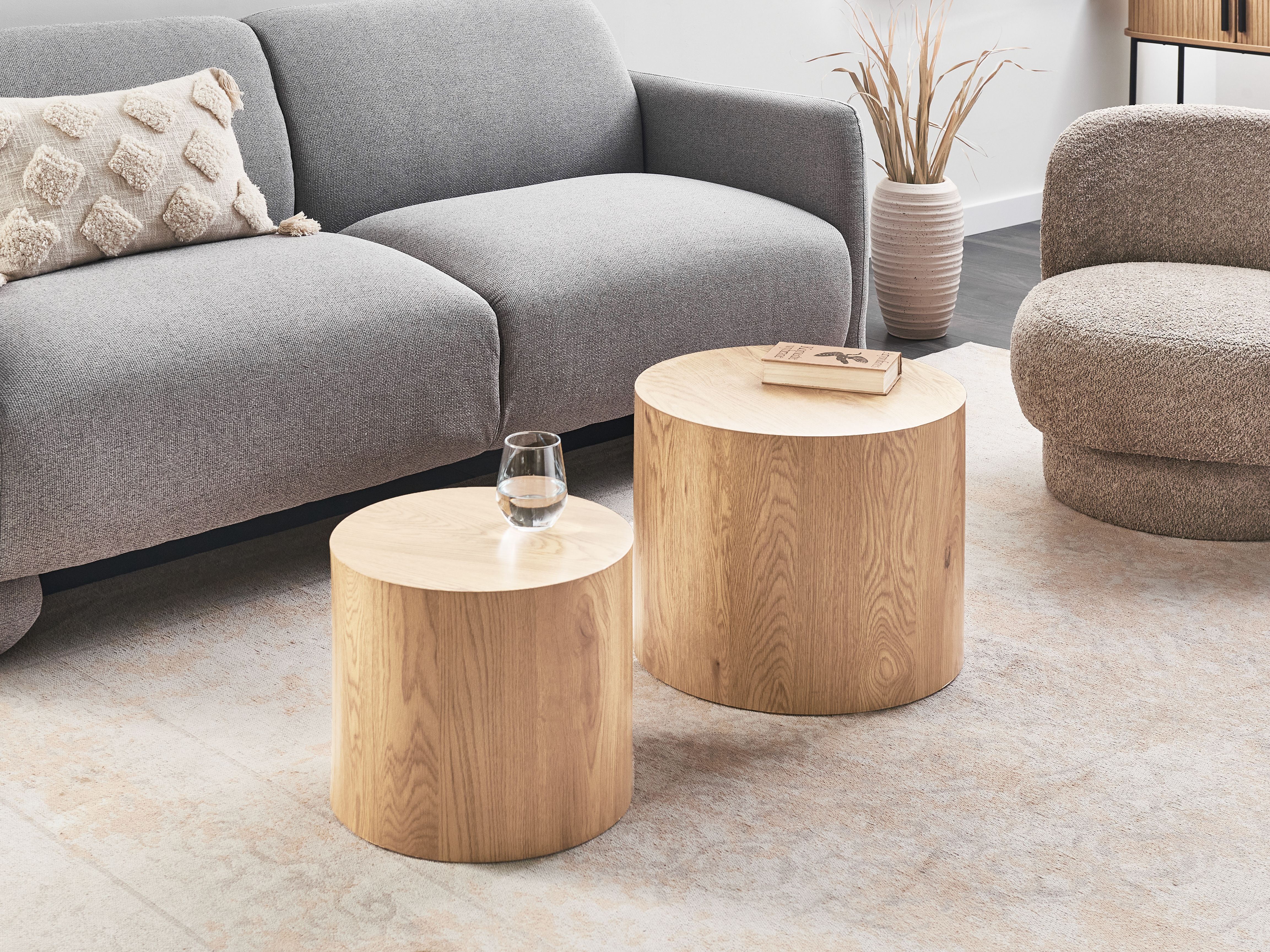 Set of 2 Coffee Tables MANTI Light Brown