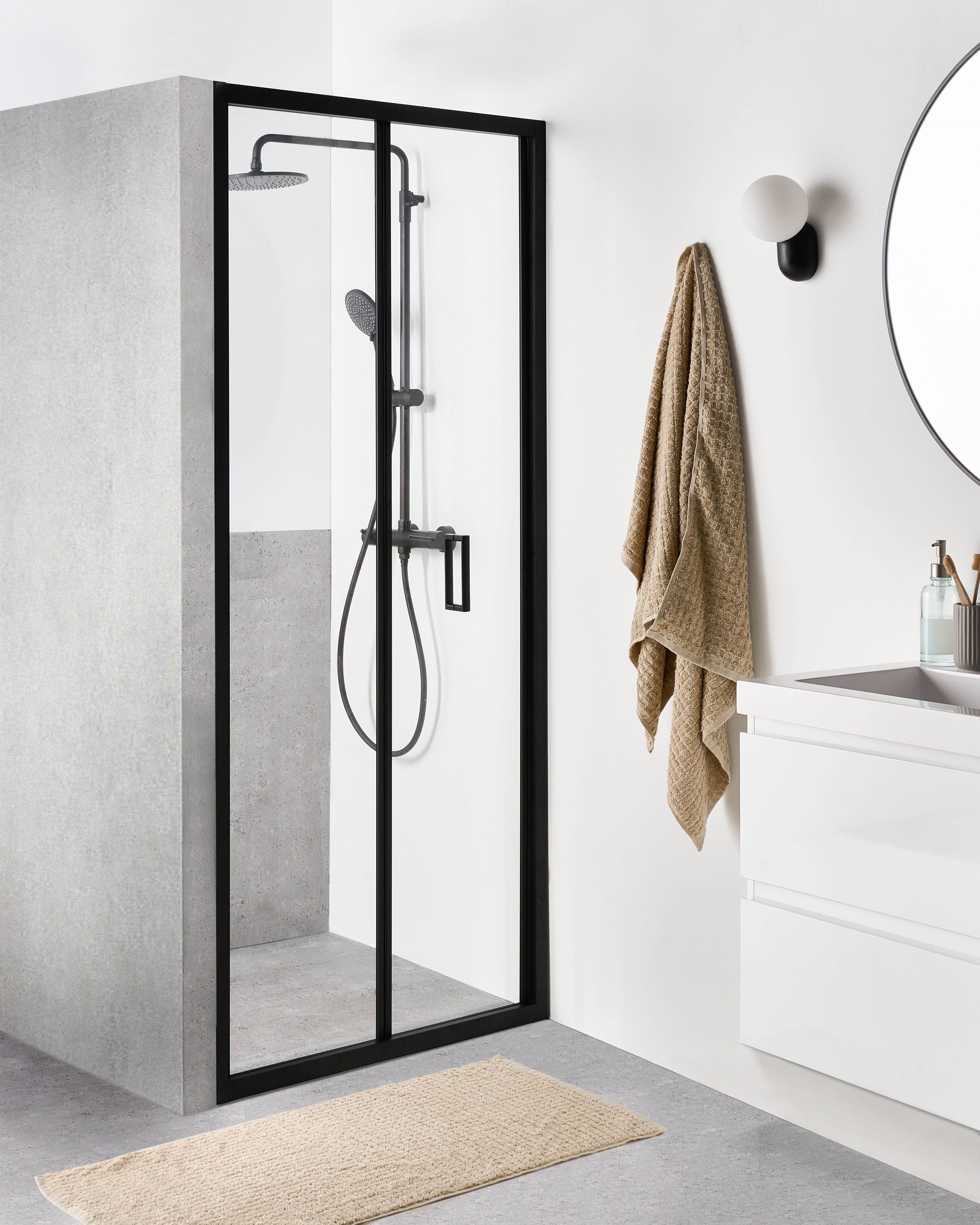 Bi-Fold Shower Door NELTUME 800 x 1900 mm Black