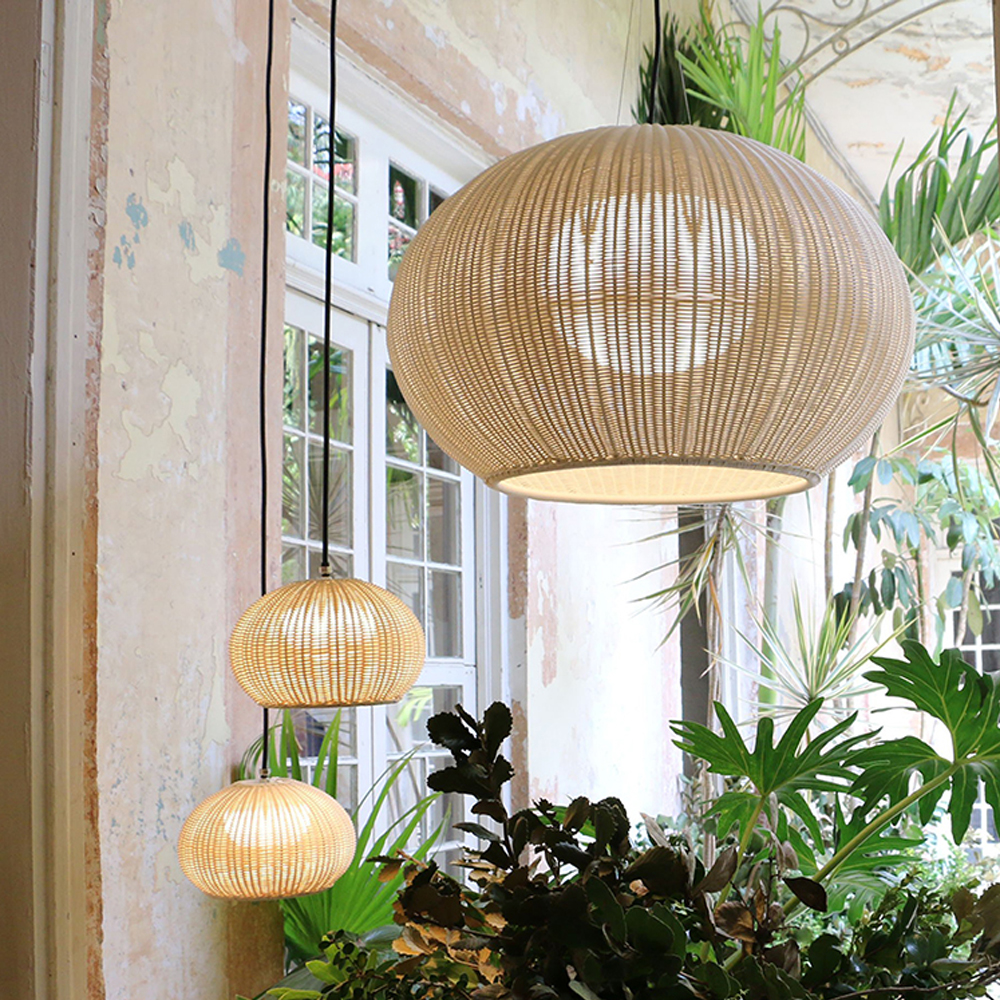Arturesthome Outdoor Chandelier Waterproof Balcony Rattan Pendant Light Rain-proof Pavilion Corridor Lamp