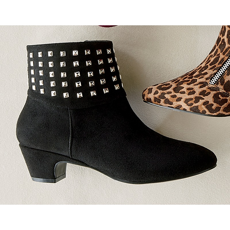 Amanda D'laurie Faux-Suede Studded Collar Bootie for Women with 1.75