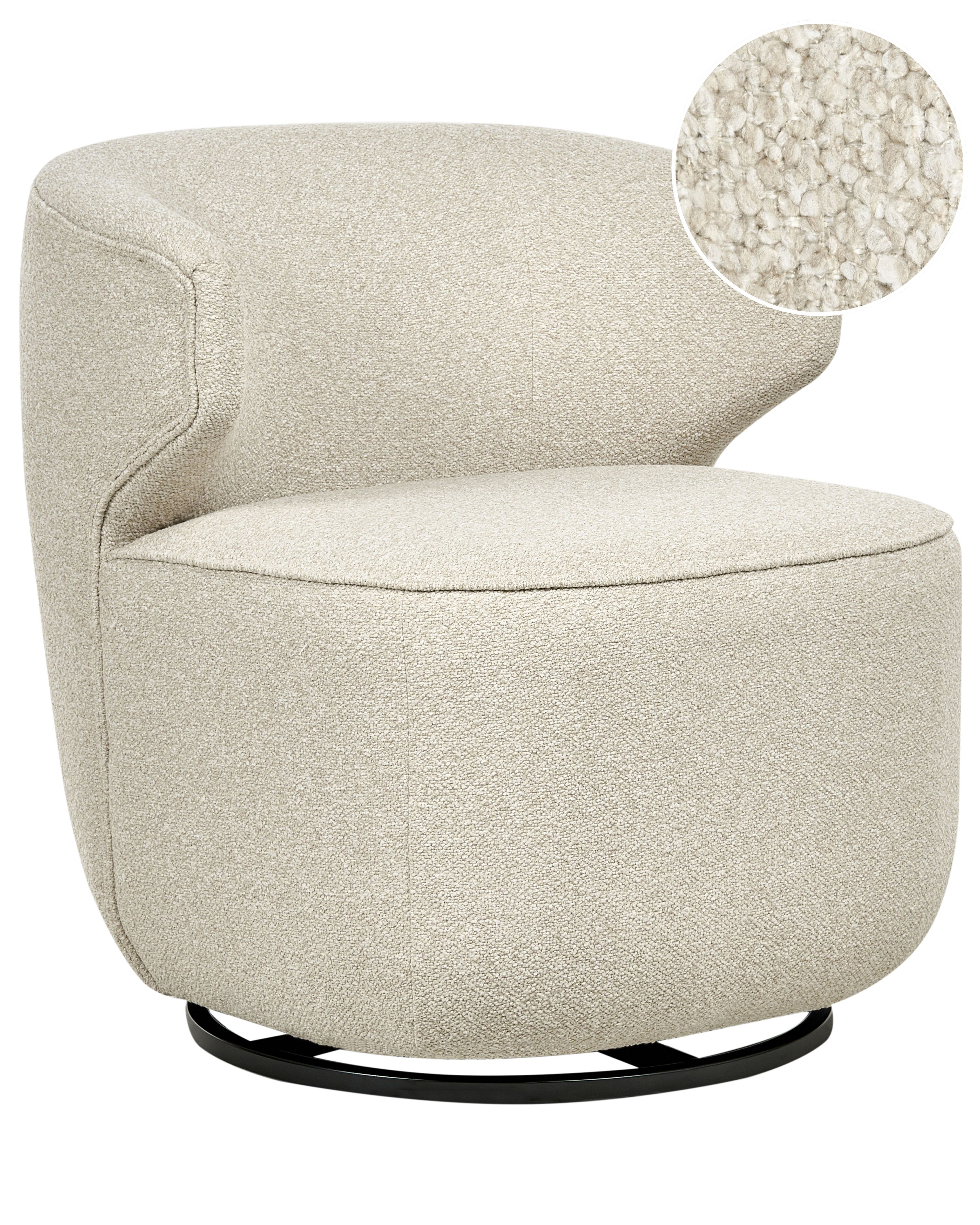 Swivel Armchair MOLLEBY Boucle Light Beige