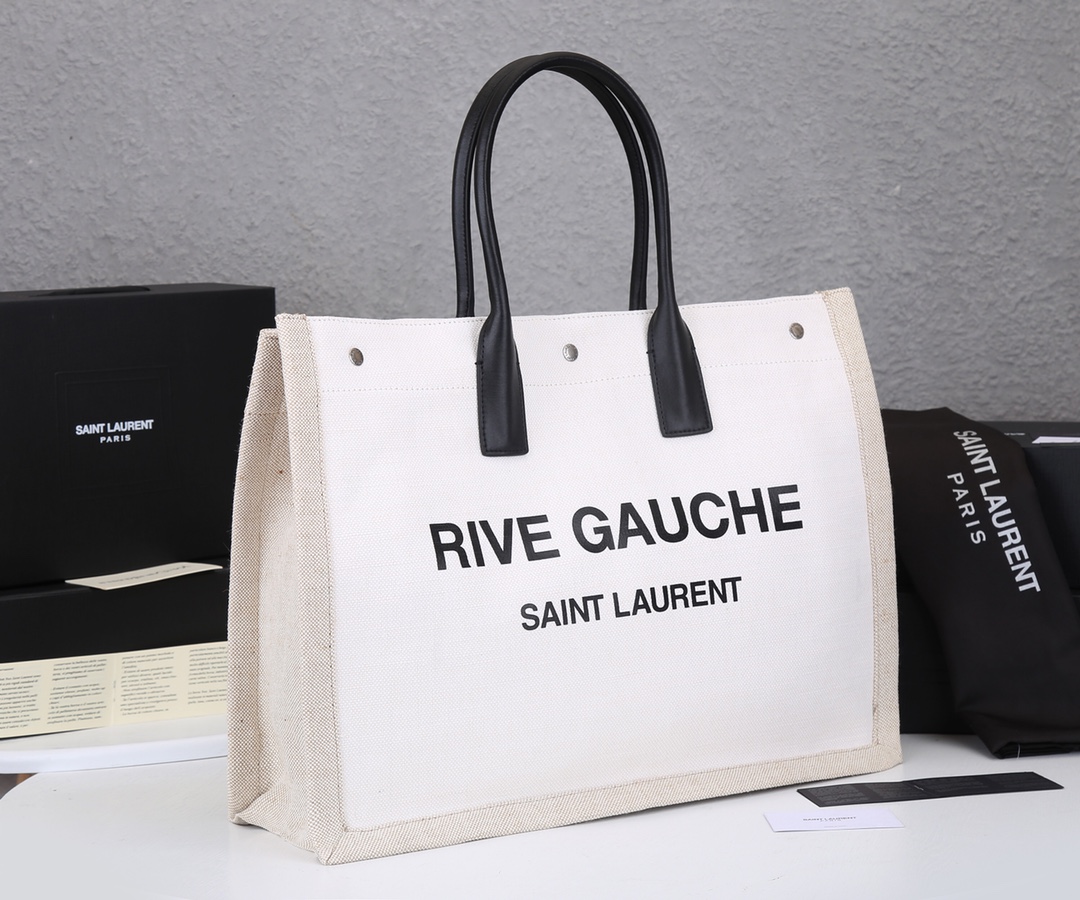 Replica Ysl Rive Gauche Tote Bag In Linen And Leather1:1High-quality replica
