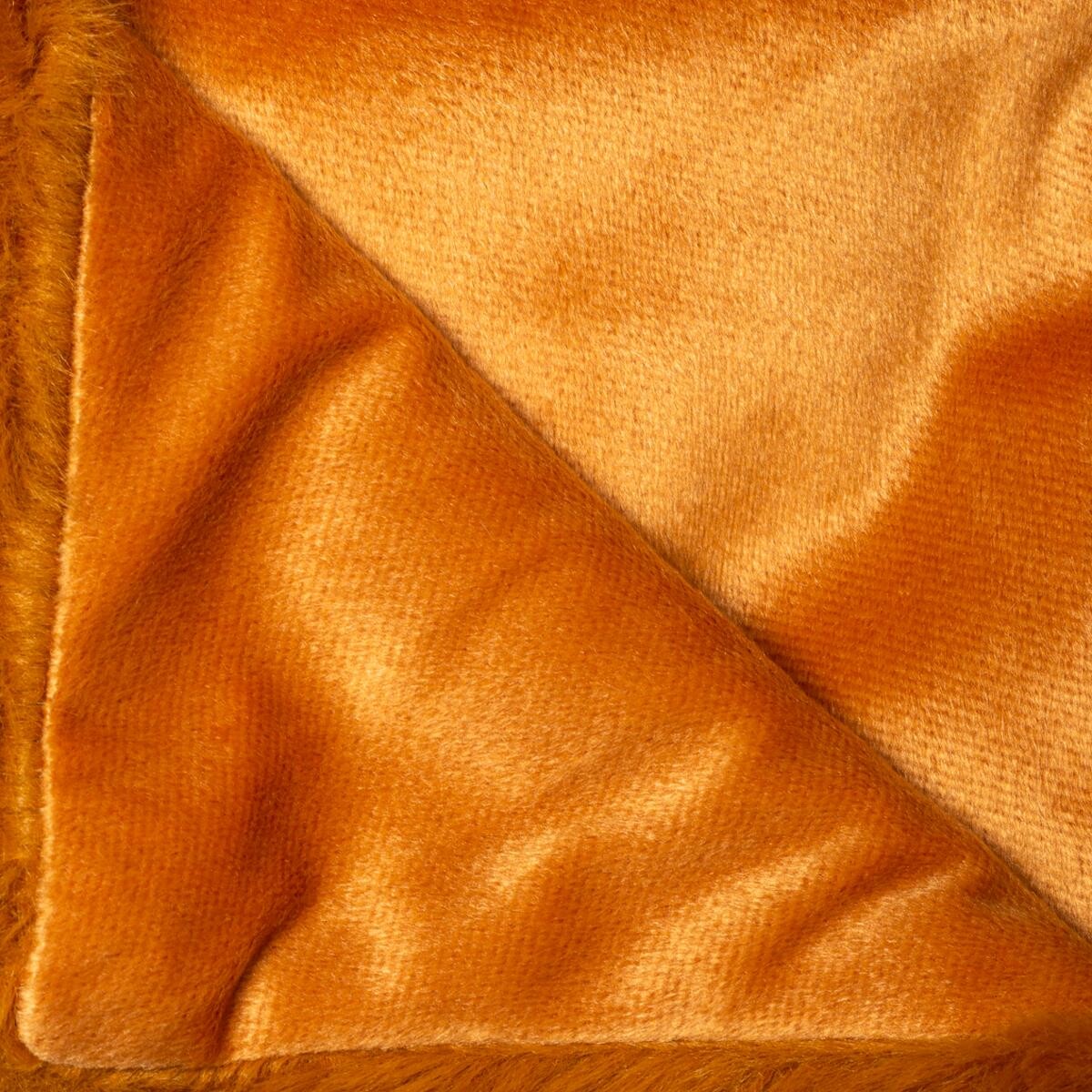 Faux fur plaid Mustard yellow, 125x150 cm