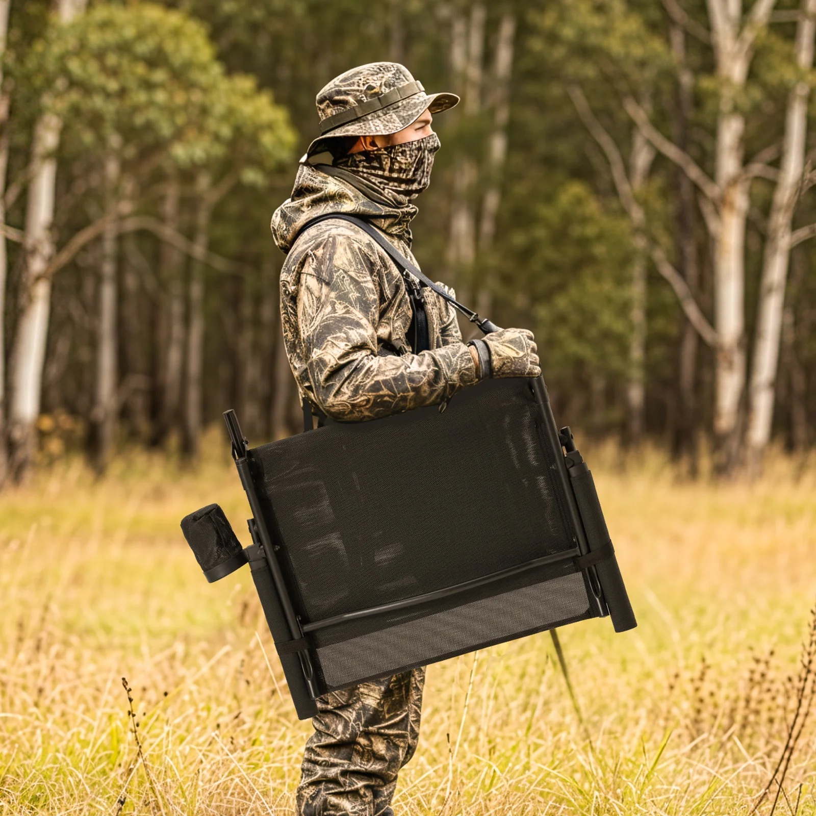 Danrelax 360�� Silent Camo Hunting Blind Chair, Armrests, Side Pouch, Telescopic Legs - Image 2