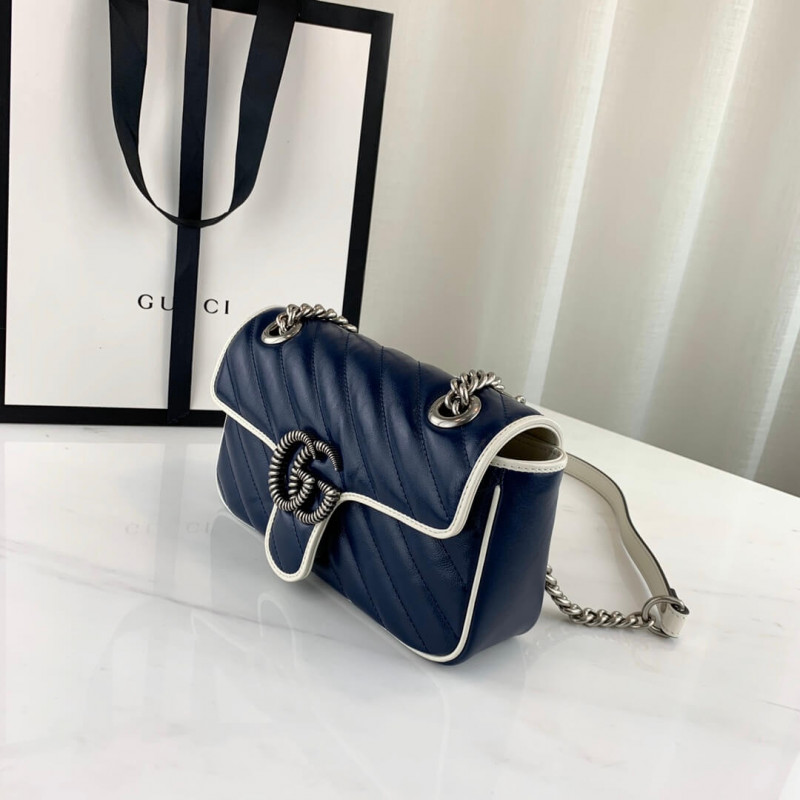 Replica Gucci Gg Marmont Matelasse Mini Bag 446744 Blue1:1High-quality replica
