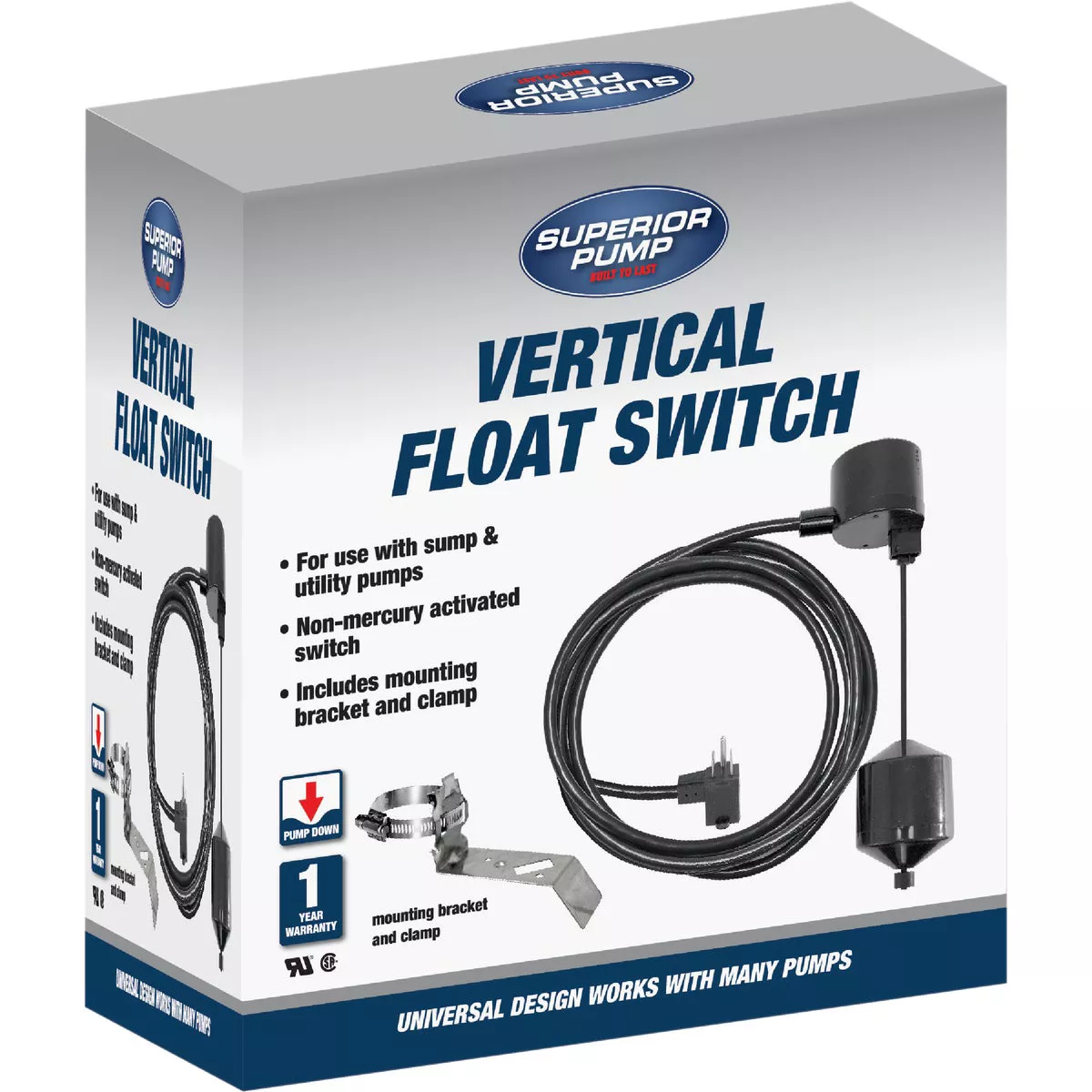 Superior Pump 10 Ft. Vertical Pump Switch with Tapered Float Ball