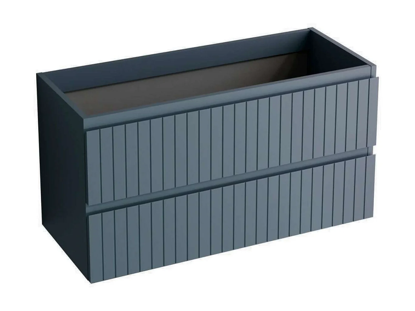 Meuble Salle de Bain GLOW 100cm, Plan Vasque Céramique, 2 Tiroirs, Laqué Bleu Cobalt, H 54cm x P 45cm