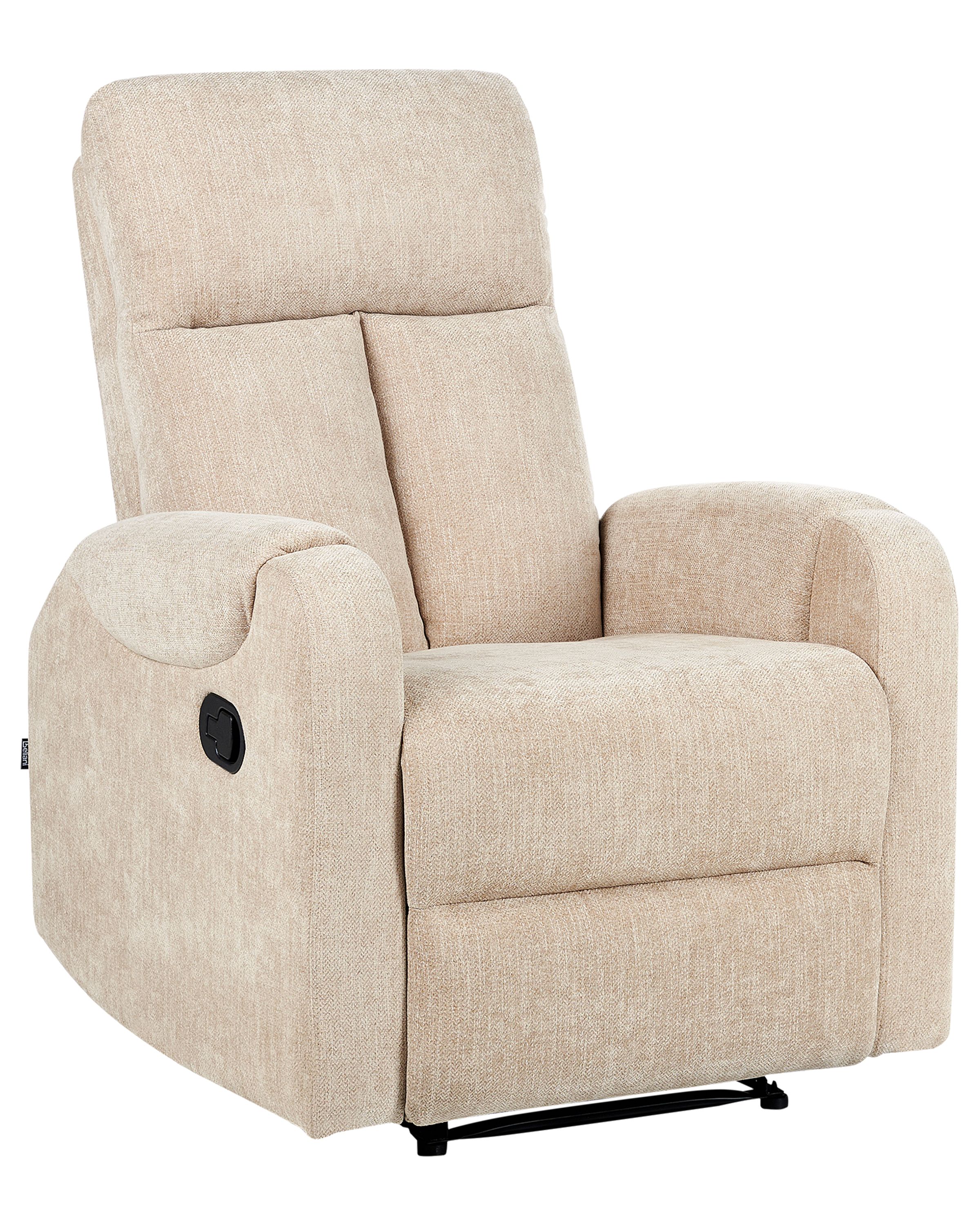 Recliner Chair SOMERO with Footrest Fabric Beige