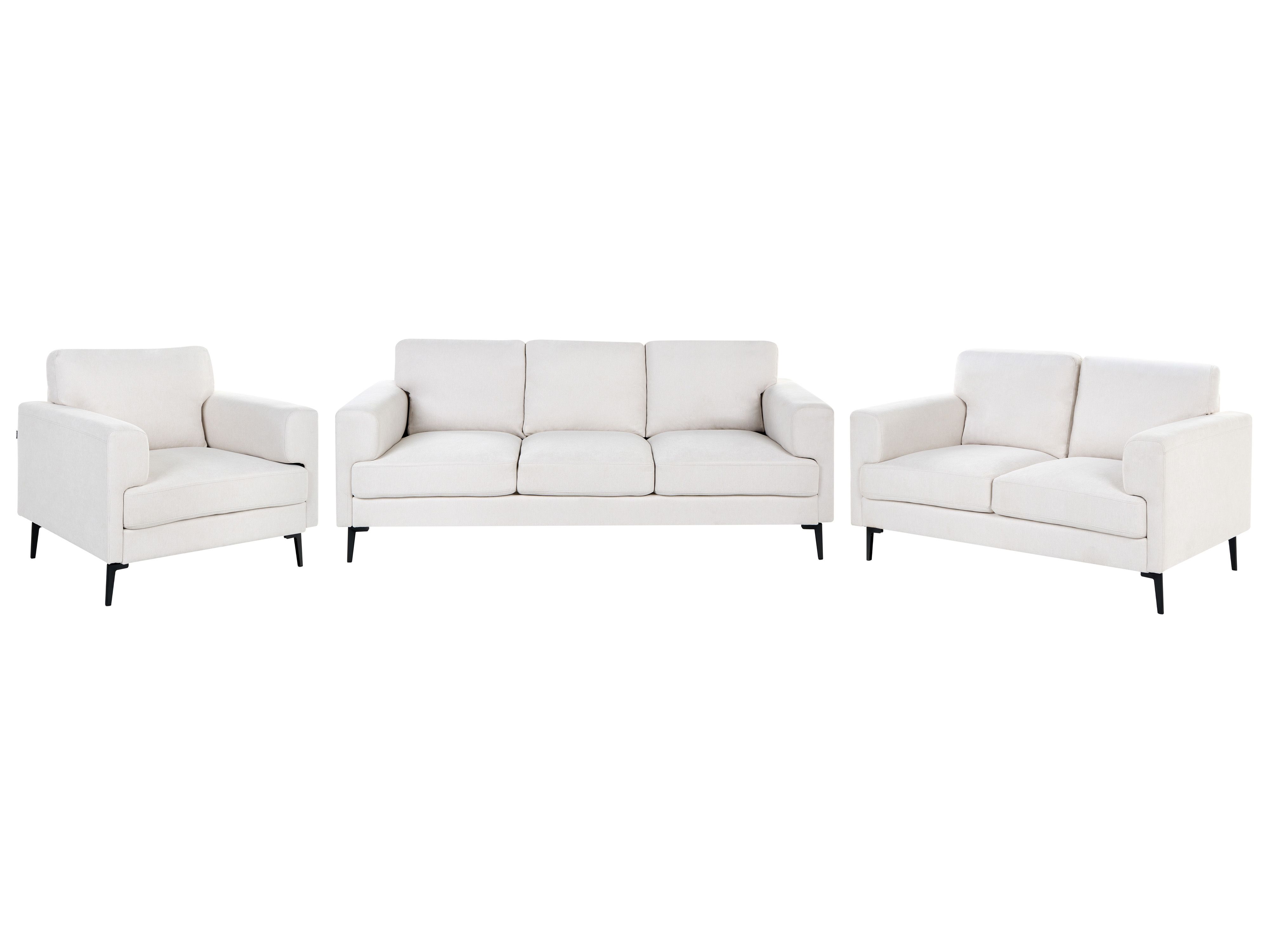 Living Room Set 6 Seater LOUSTO Fabric Light Beige