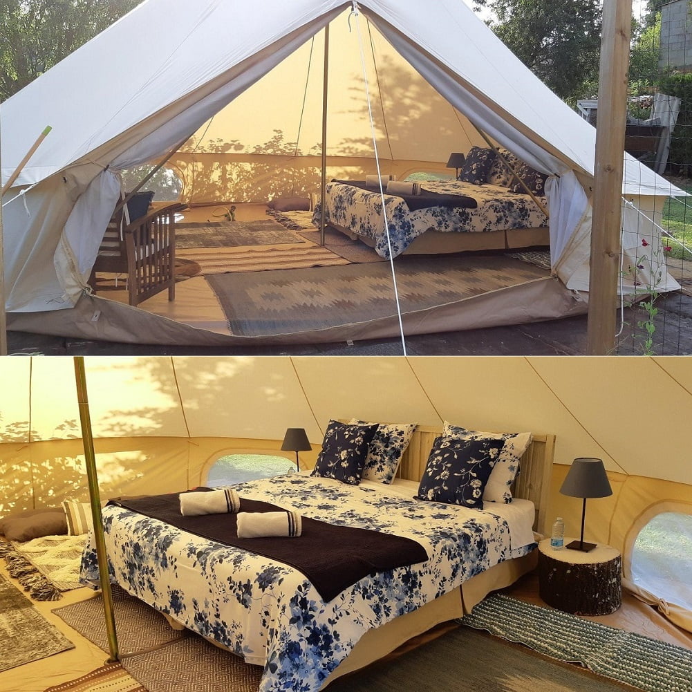 Outdoor Waterproof Family Camping Cotton Canvas Bell Tent Luxury Glamping Yurt Diameter 4M (13.1FT) - Image 11