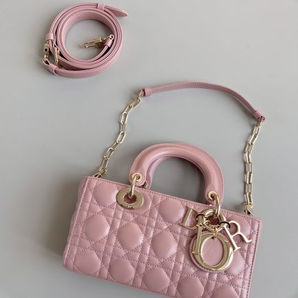 Small Lady D-Joy Bag White/Pink/Black For Women 9in/22cm M0613ONGE_M0301:1High-quality replica