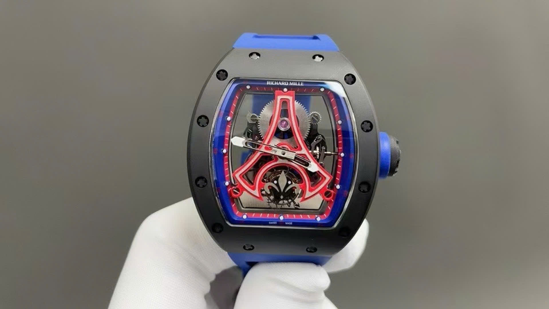 Richard Mille Clone Watch RM52-03 Paris Saint-Germain Tourbillon Ceramic Black 40x48mm - Elite Watch Atelier