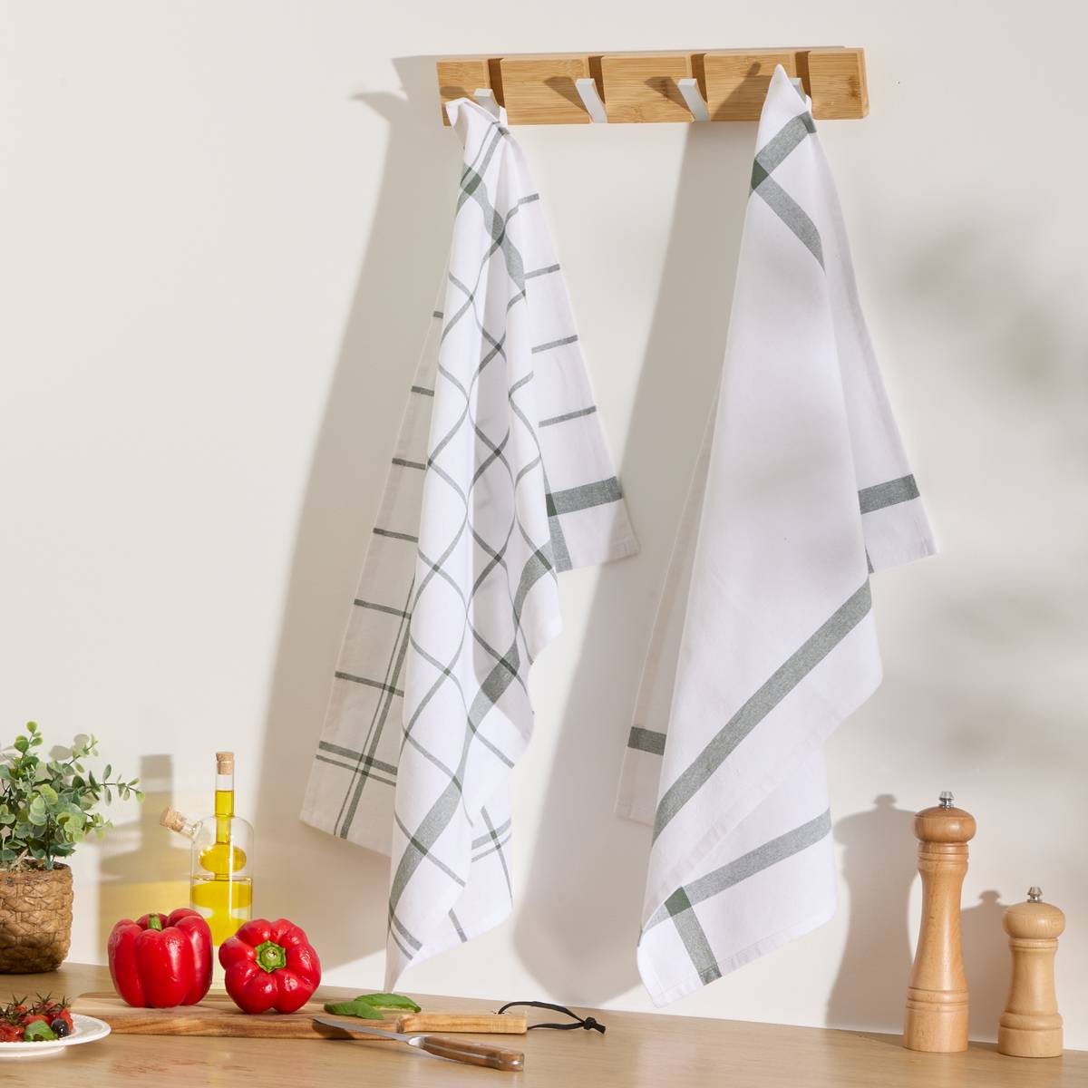 Set of 2 "Tropical" Tea Towels Green, 170 g/m2, 70x45 cm
