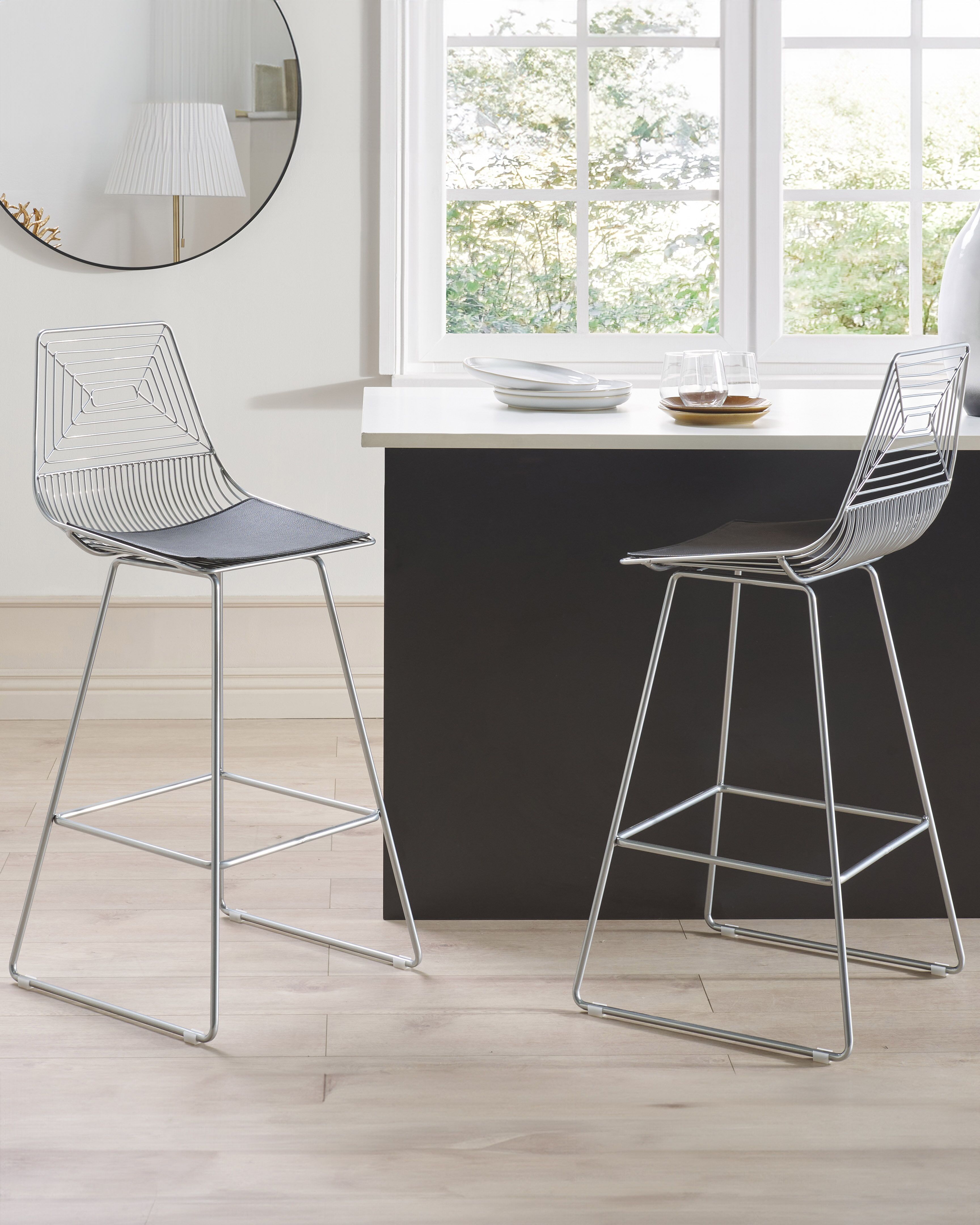 Set of 2 Bar Chairs BISBEE Metal Silver